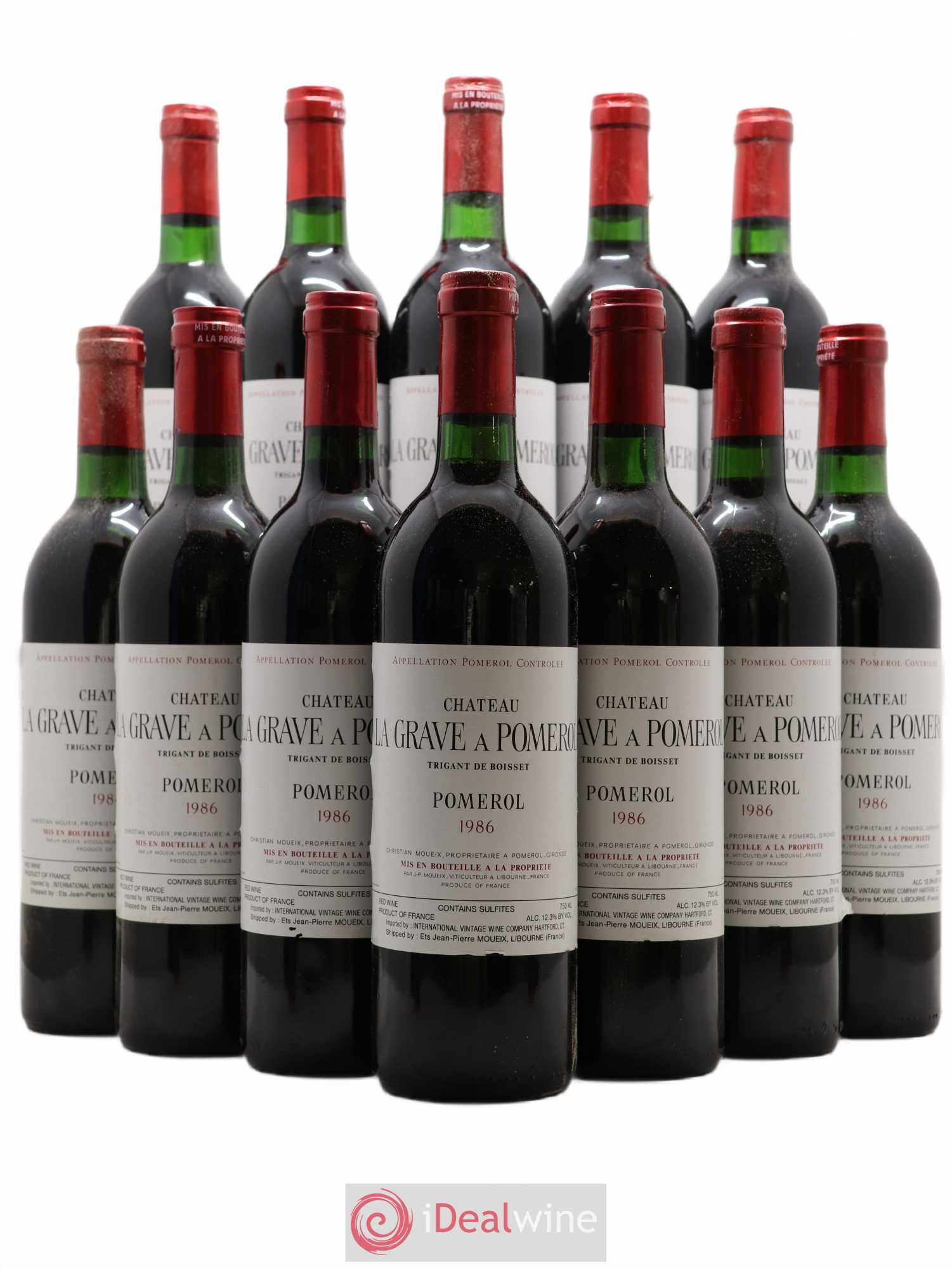 Château La Grave à Pomerol (Trigant de Boisset) 1986 - Lot de 12 bouteilles - 0