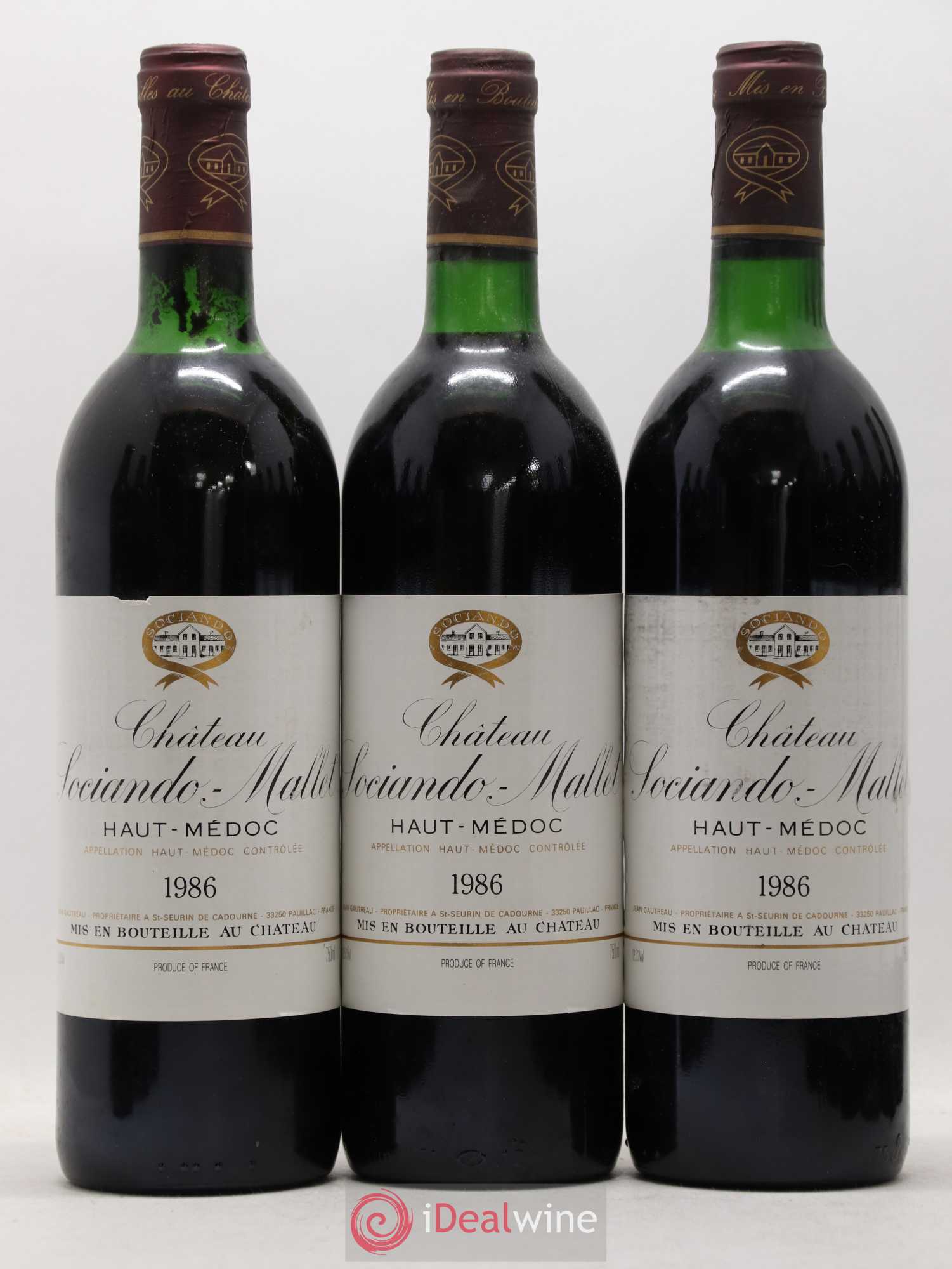 Château Sociando Mallet 1986 - Lot de 12 bouteilles - 1