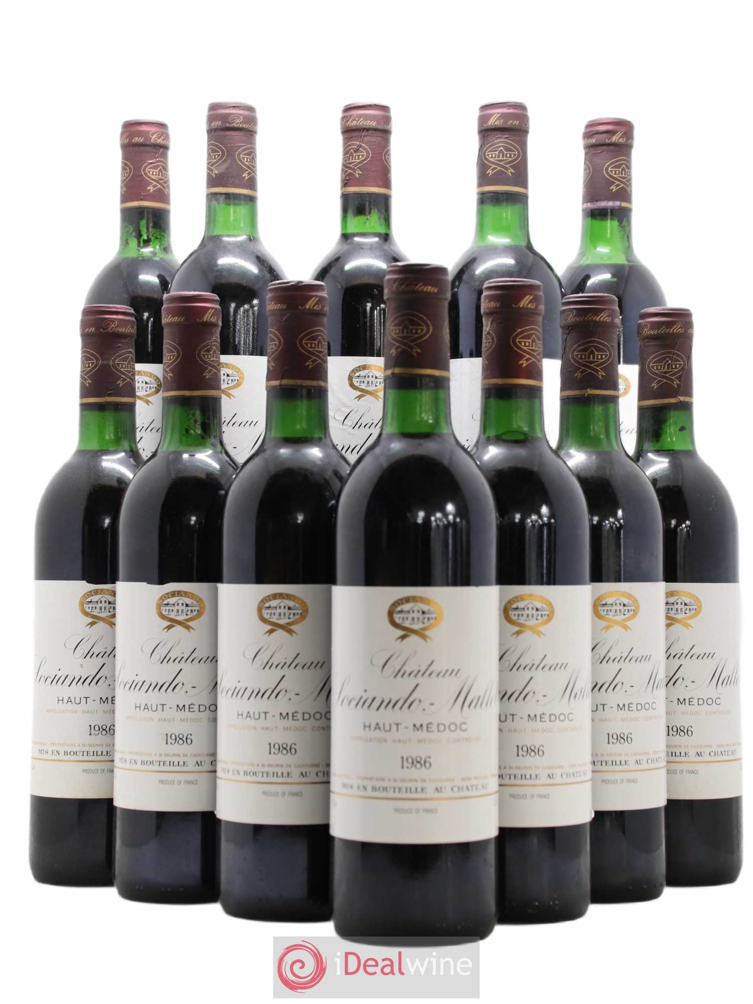 Château Sociando Mallet 1986 - Lot de 12 bouteilles - 0
