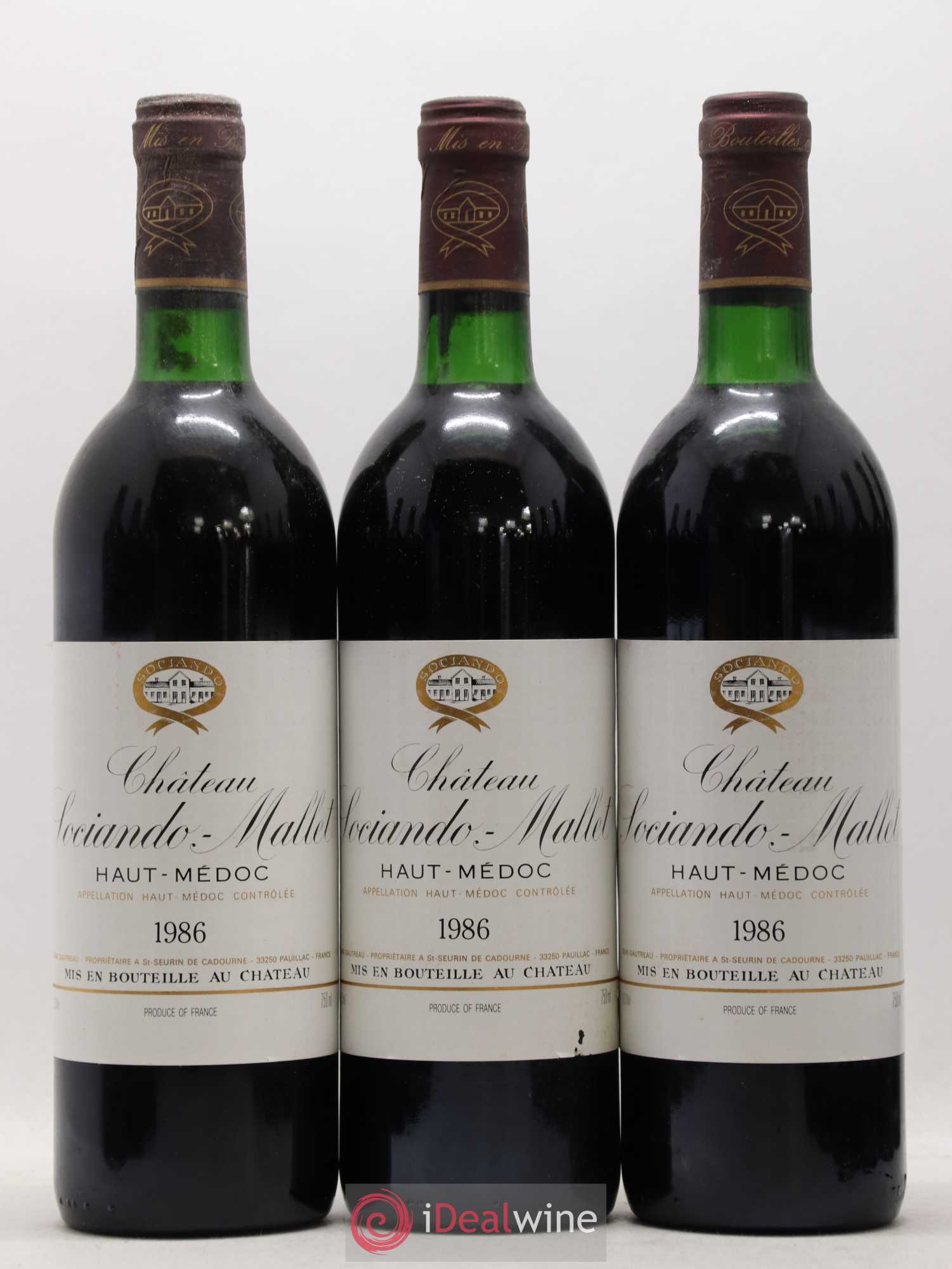 Château Sociando Mallet 1986 - Lot de 12 bouteilles - 1