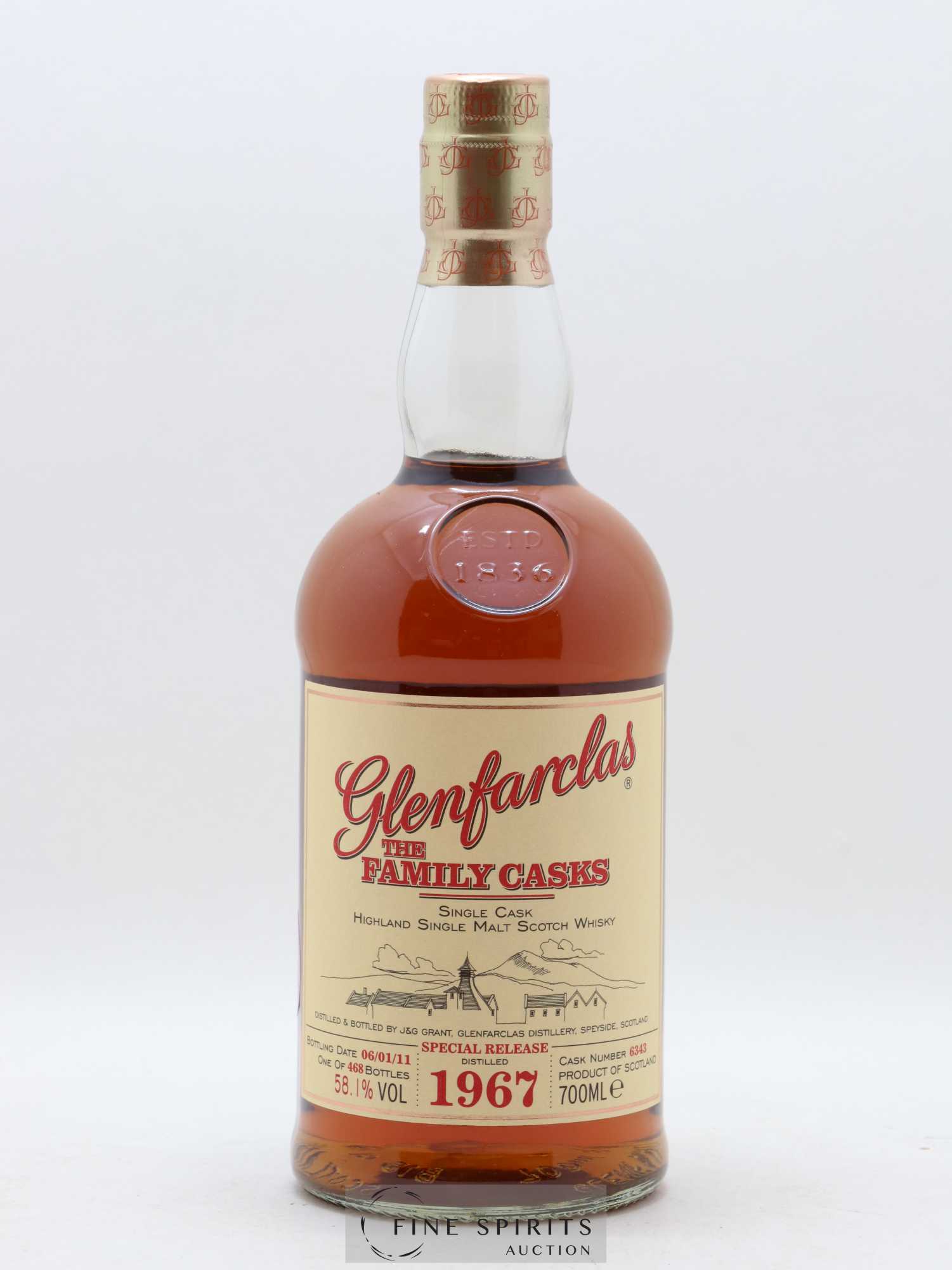 Glenfarclas 1967 Of. Special Release Cask n°6343 - One of 468 - bottled 2011 The Family Casks - Lot de 1 bouteille - 1