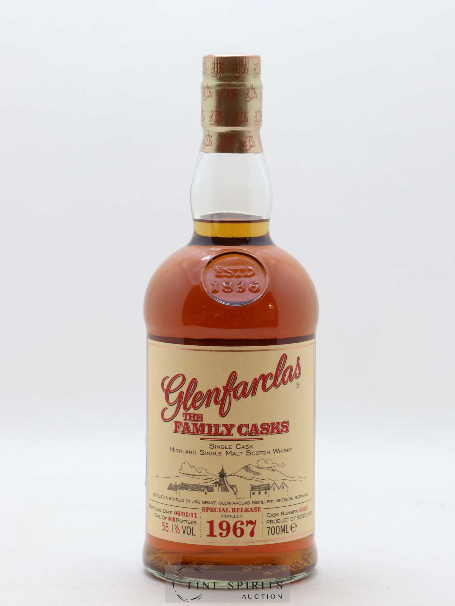 Glenfarclas 1967 Of. Special Release Cask n°6343 - One of 468 - bottled 2011 The Family Casks - Lot de 1 bouteille - 1