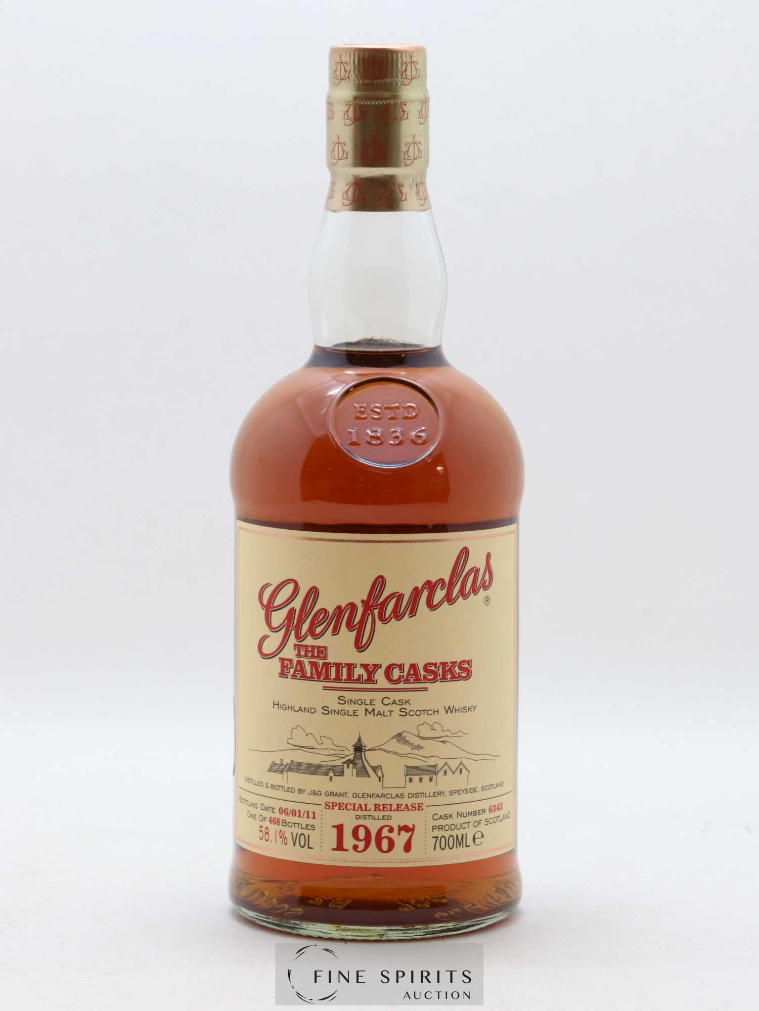 Glenfarclas 1967 Of. Special Release Cask n°6343 - One of 468 - bottled 2011 The Family Casks - Lot de 1 bouteille - 1