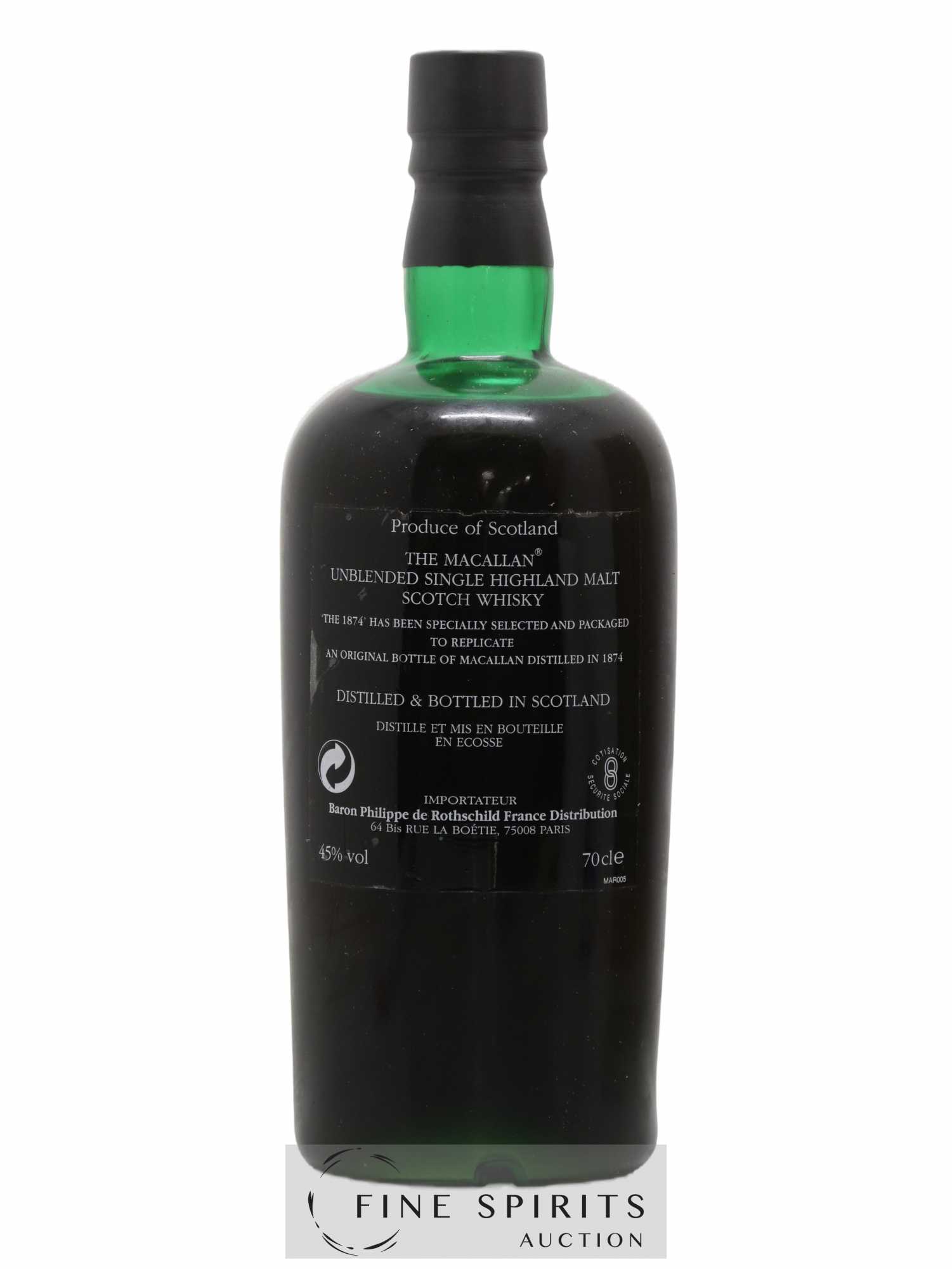 Macallan (The) 1874 Of. Replique 1874 - Lot de 1 bouteille - 2