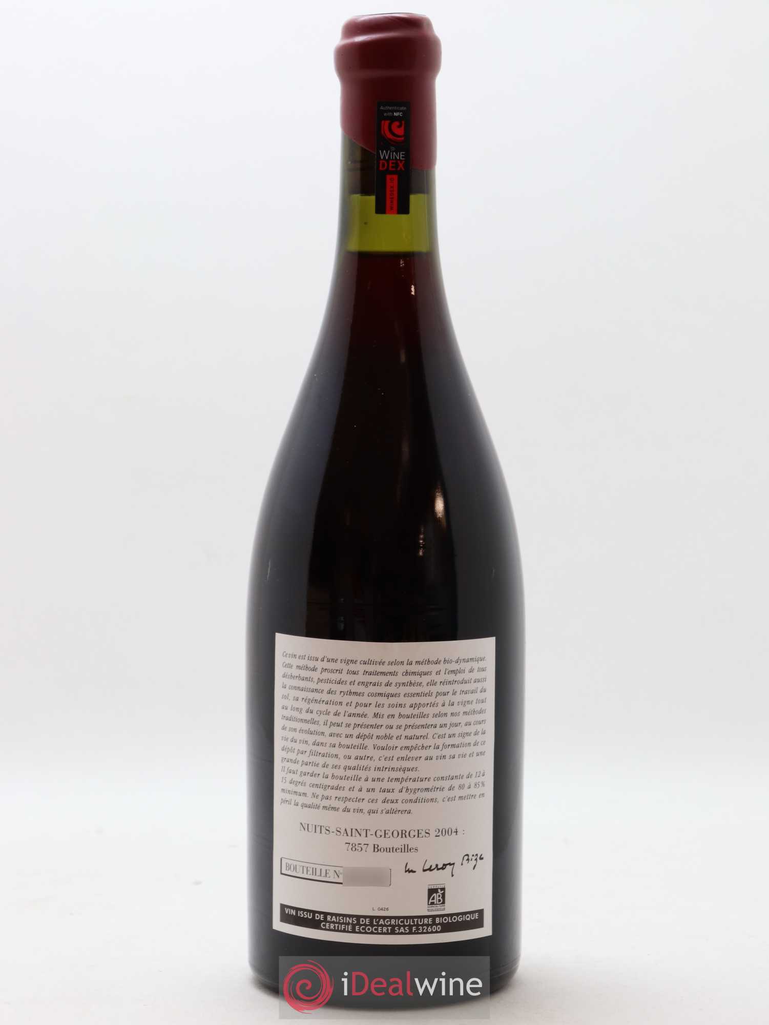 Nuits-Saint-Georges Leroy (Domaine) 2004 - Lot de 1 bouteille - 1