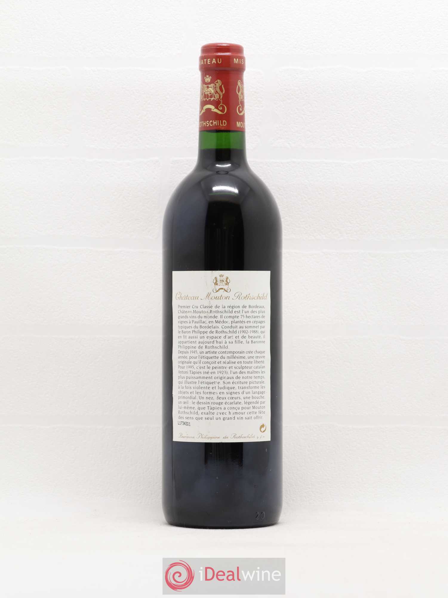 Château Mouton Rothschild 1er Grand Cru Classé 1995 - Lot de 1 bouteille - 1
