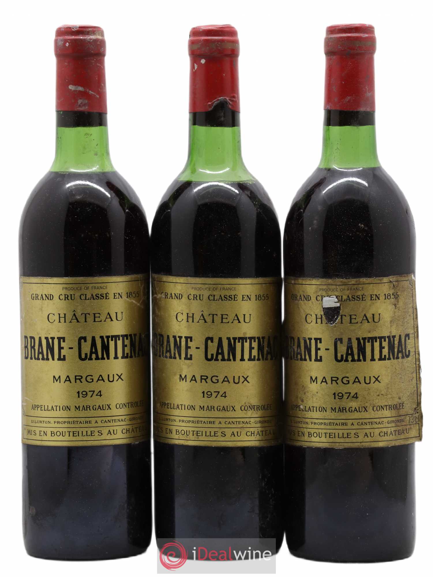 Château Brane Cantenac 2ème Grand Cru Classé 1974 - Lot de 3 bouteilles - 0