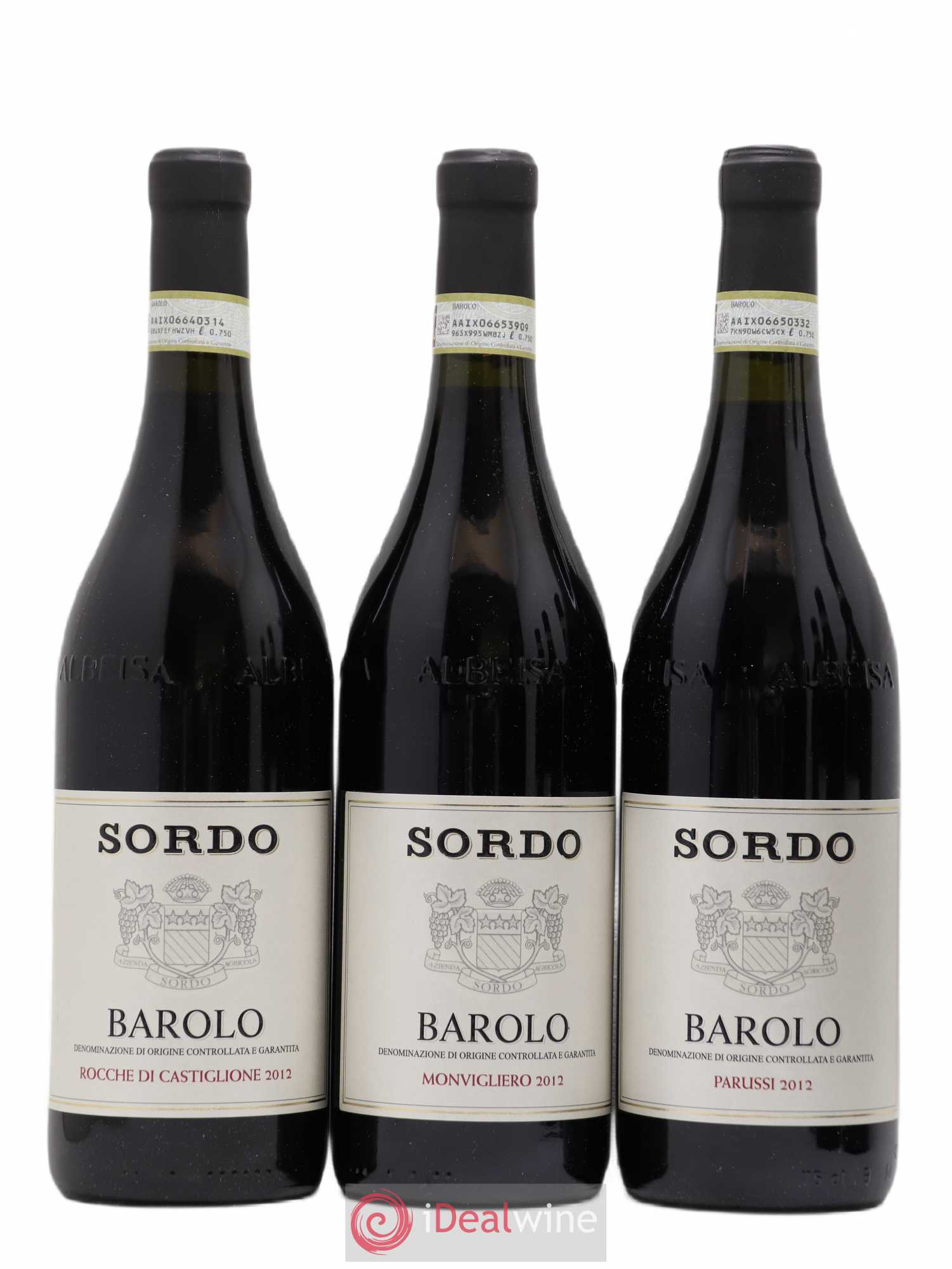 Barolo Assortiment Crus Parcellaires 1 Parussi - 1 Gabutti - 1 Perno - 1 Ravera - 1 Monvigliero - 1 Rocche Di Castiglione Giovanni Sordo 2012 - Posten von 6 Flaschen - 1
