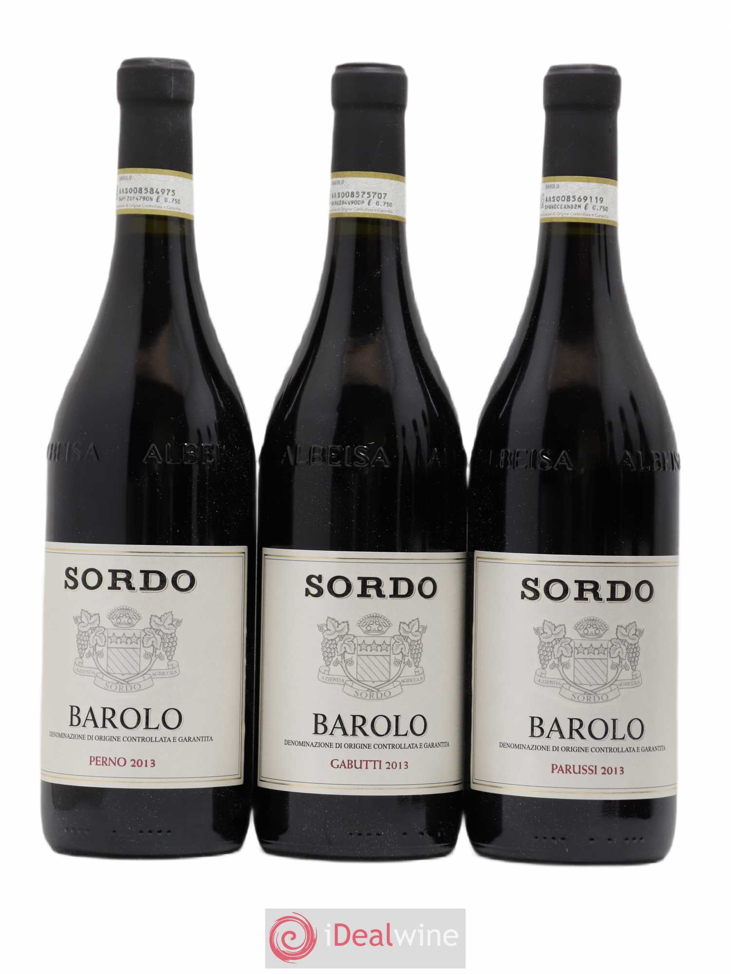 Barolo Assortiment Crus Parcellaires 1 Parussi - 1 Gabutti - 1 Perno - 1 Ravera - 1 Monvigliero - 1 Rocche Di Castiglione Giovanni Sordo 2013 - Posten von 6 Flaschen - 1