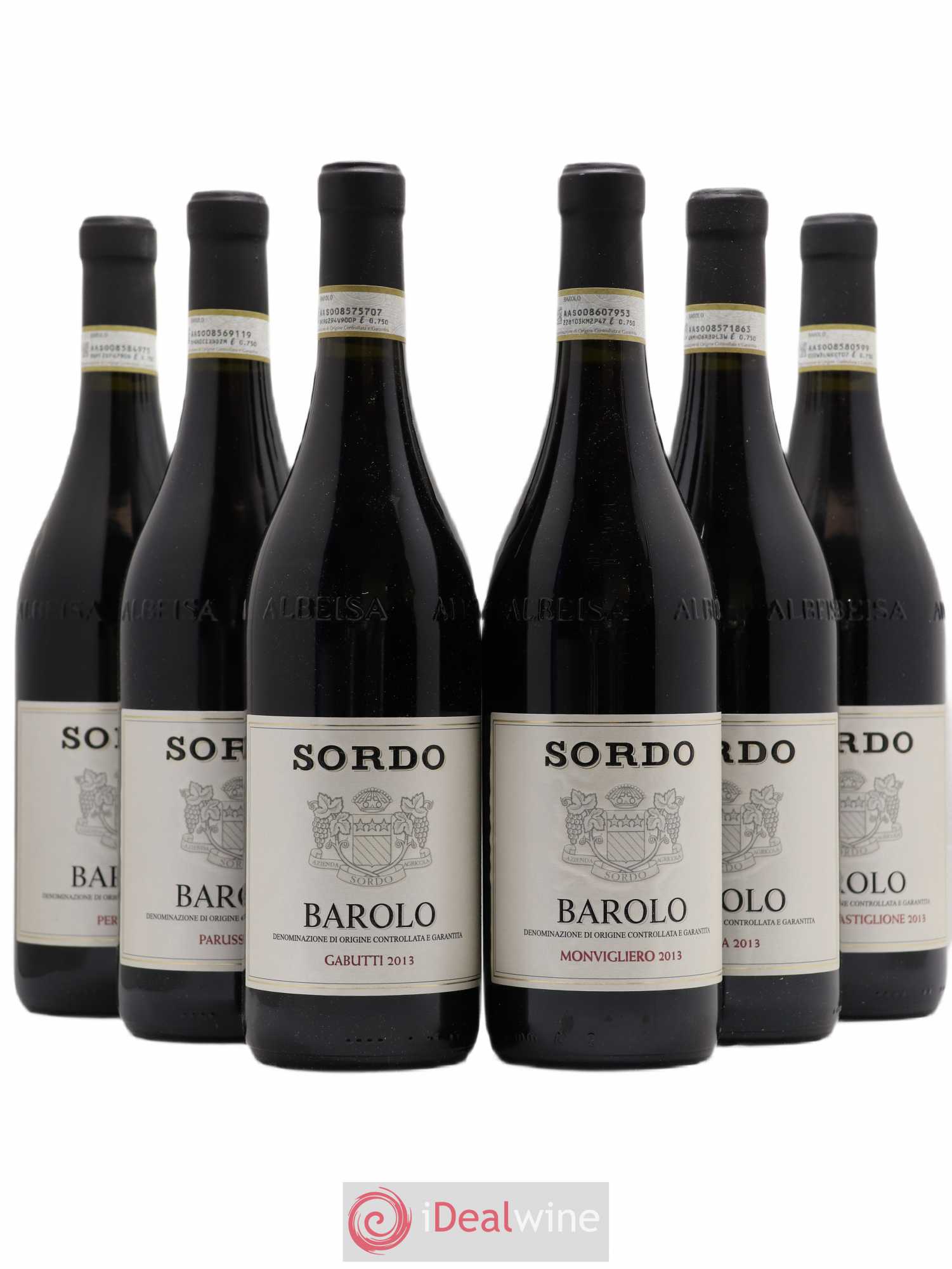 Barolo Assortiment Crus Parcellaires 1 Parussi - 1 Gabutti - 1 Perno - 1 Ravera - 1 Monvigliero - 1 Rocche Di Castiglione Giovanni Sordo 2013 - Posten von 6 Flaschen - 0