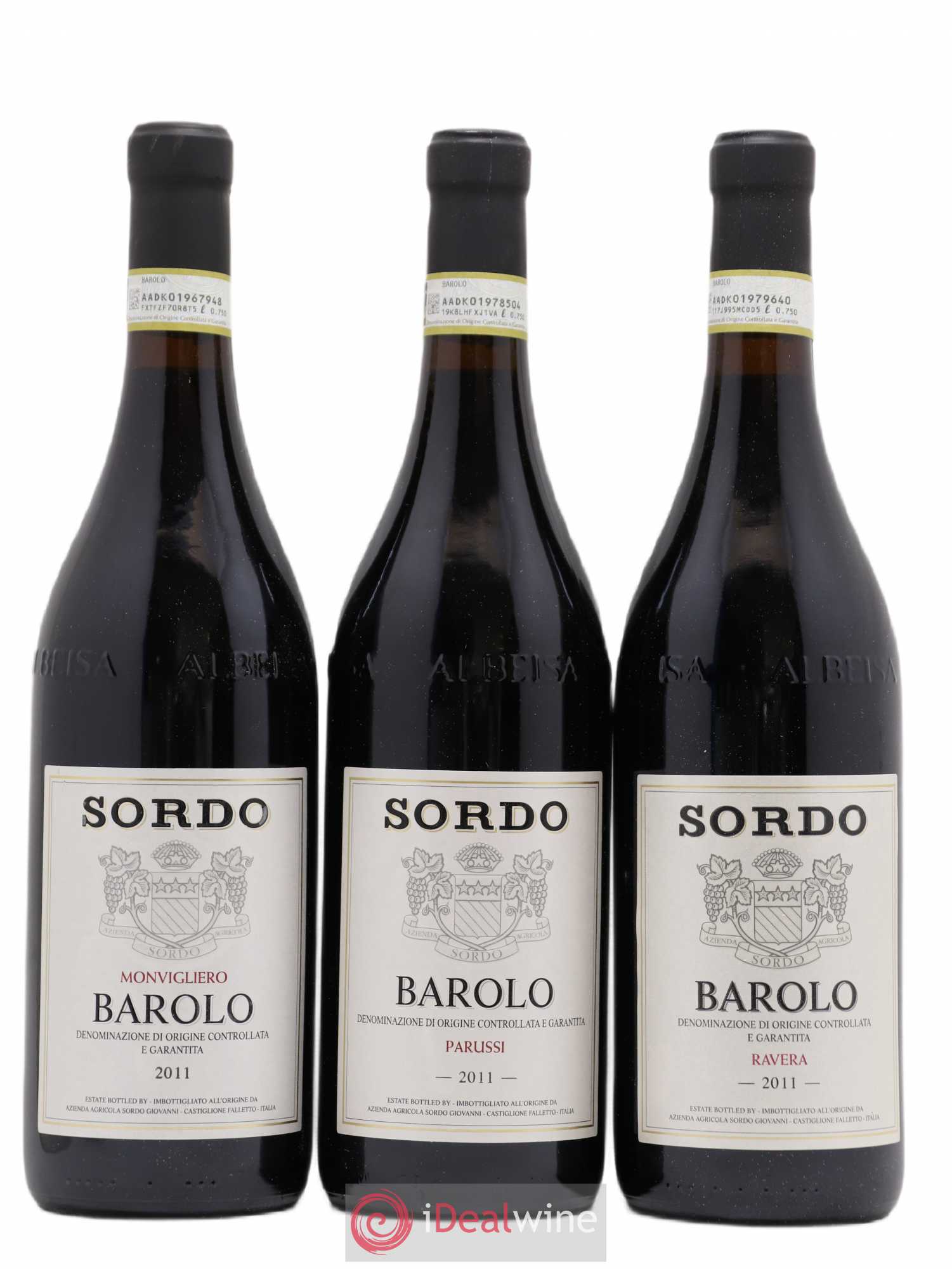 Barolo Assortiment Crus Parcellaires  1 Parussi - 1 Gabutti - 1 Perno - 1 Ravera - 1 Monvigliero - 1 Rocche Di Castiglione Giovanni Sordo 2011 - Posten von 6 Flaschen - 2