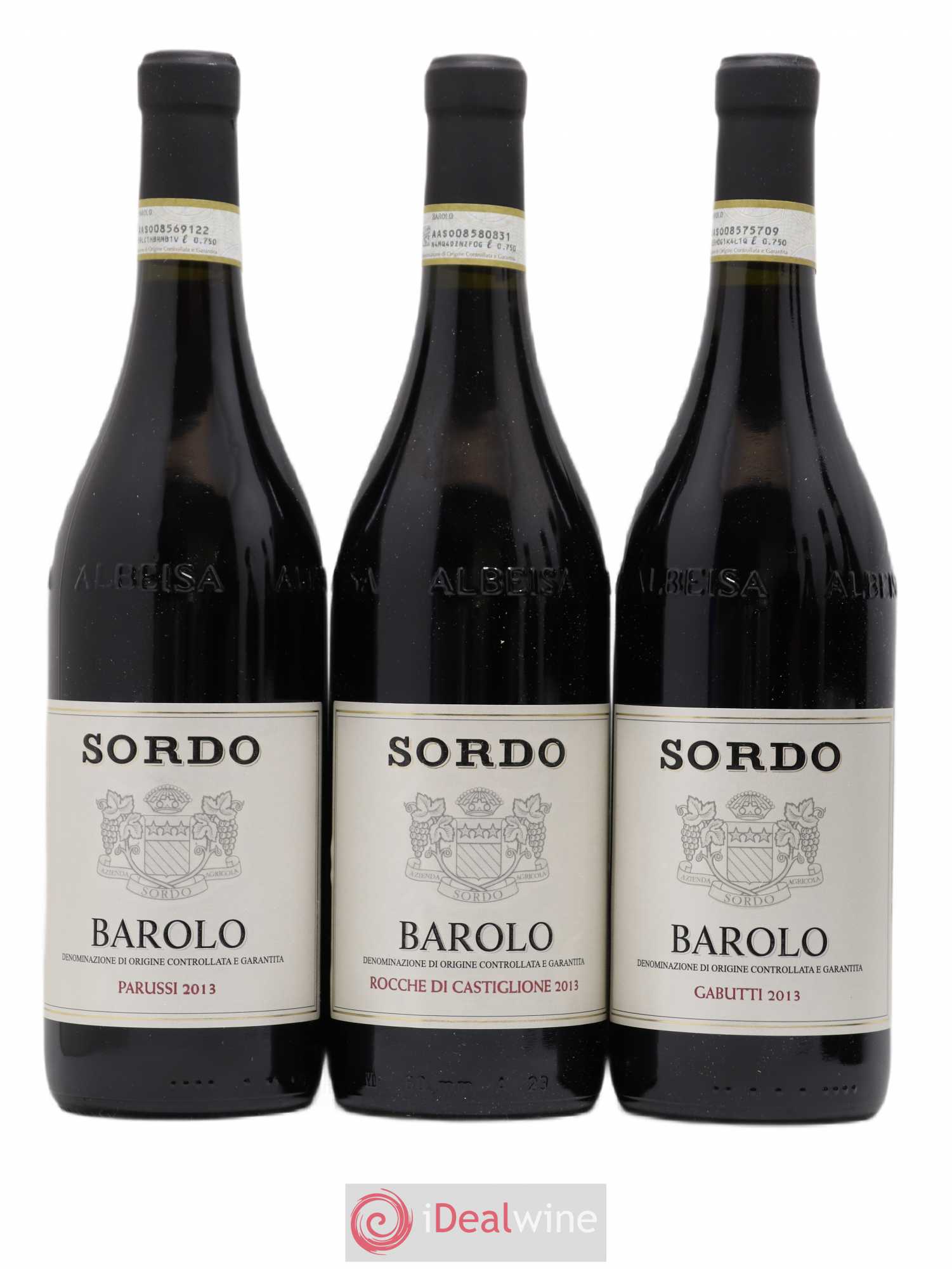 Barolo Assortiment Crus Parcellaires 1 Parussi - 1 Gabutti - 1 Perno - 1 Ravera - 1 Monvigliero - 1 Rocche Di Castiglione Giovanni Sordo 2013 - Posten von 6 Flaschen - 1