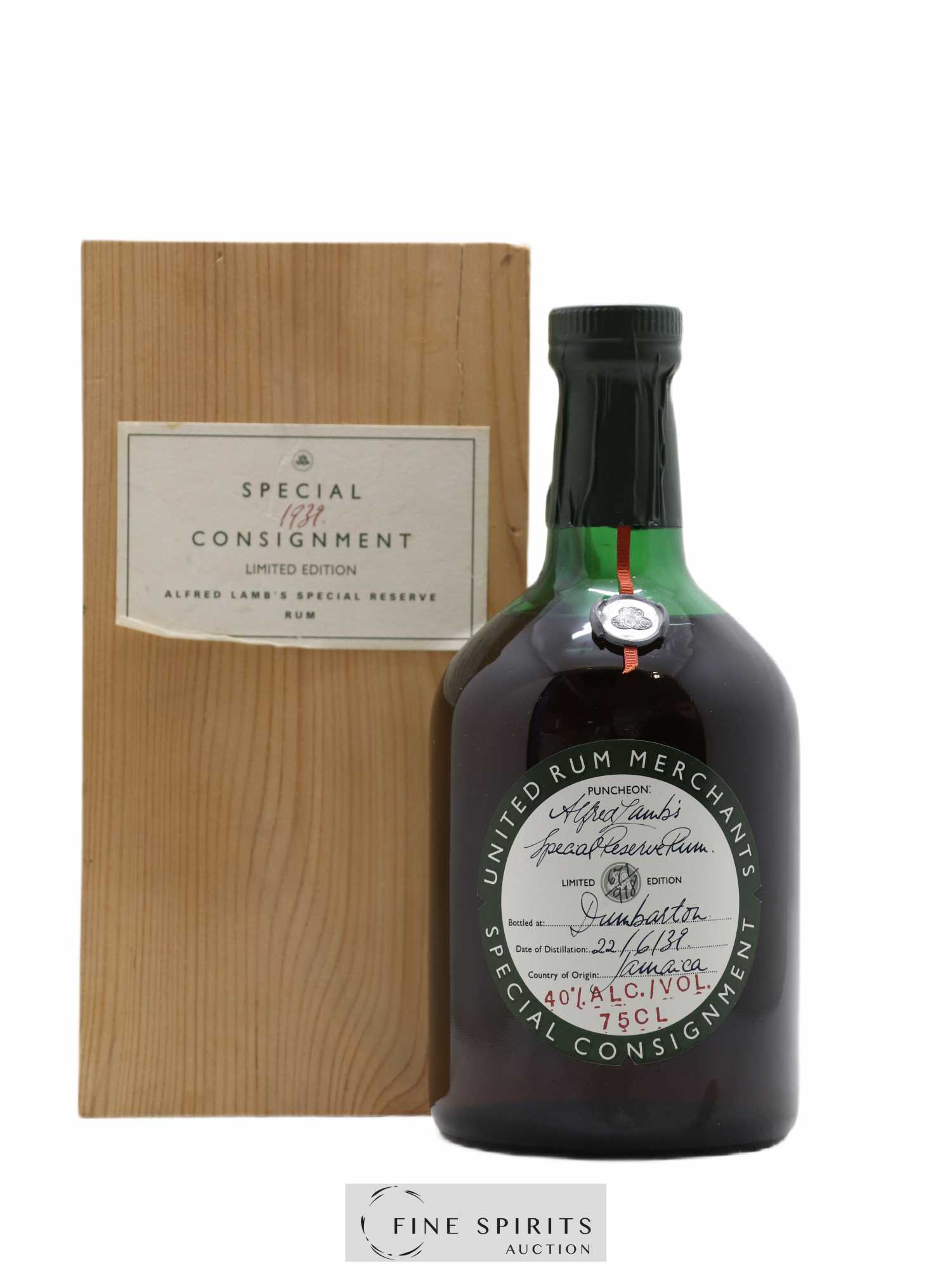 Alfred Lamb's Special Reserve 1939 United Rum Merchants Special Consignment One of 918 Limited Edition - Lot of 1 bottle - 0