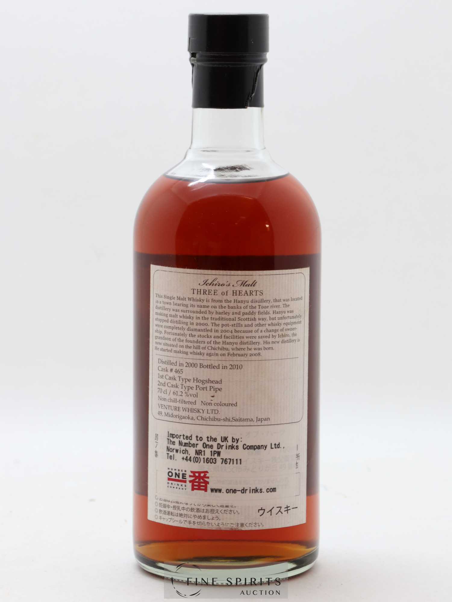 Ichiro's Malt 2000 Of. Three of Hearts Cask n°465 - One of 807 - bottled 2010 Venture Whisky Card - Lot de 1 bouteille - 1