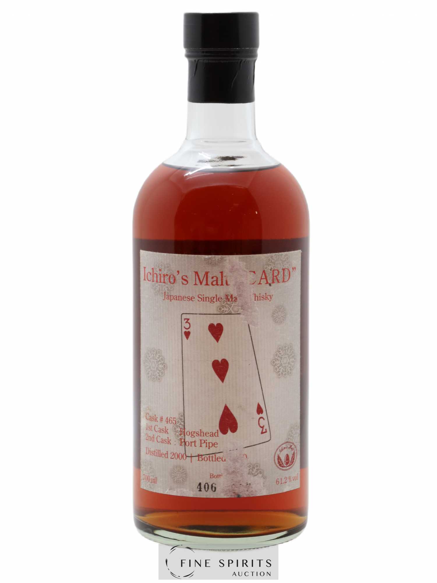 Ichiro's Malt 2000 Of. Three of Hearts Cask n°465 - One of 807 - bottled 2010 Venture Whisky Card - Lot de 1 bouteille - 0