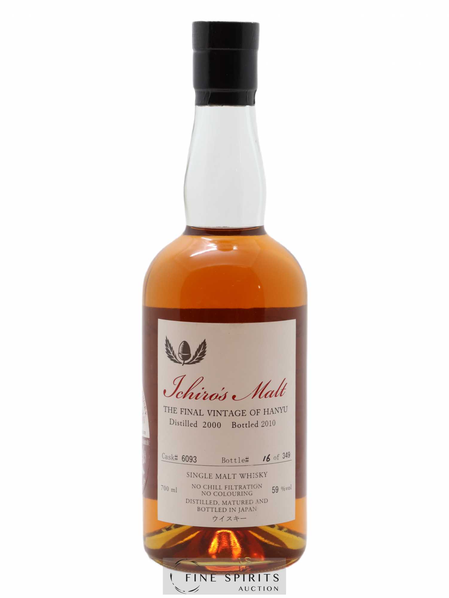 Hanyu 2000 Of. The Final Vintage Cask n°6093 - One of 349 - bottled 2010 Ichiro's Malt - Lot de 1 bouteille - 0