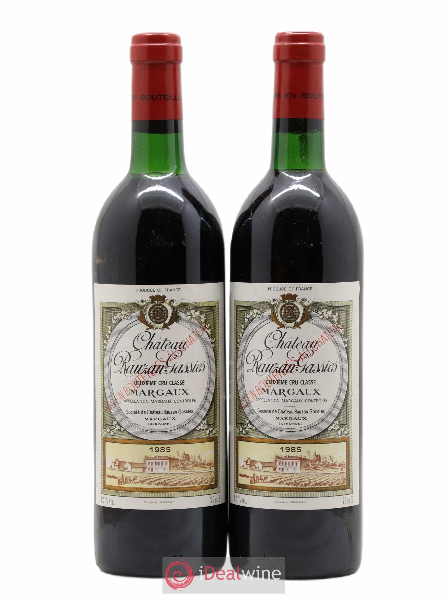 Château Rauzan-Gassies 2ème Grand Cru Classé 1985 - Lot de 2 bouteilles - 0