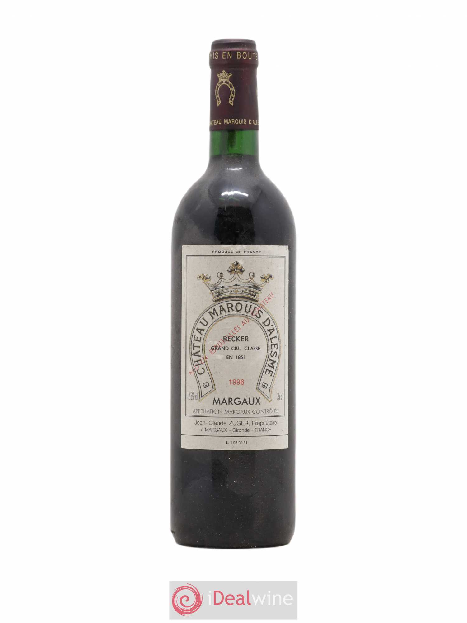 Château Marquis d'Alesme 1996 - Lot de 1 bouteille - 0