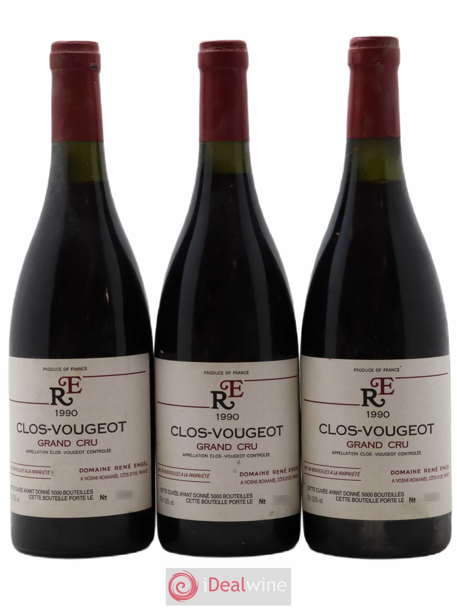 Clos de Vougeot Grand Cru Domaine René Engel - Domaine Eugénie 1990 - Lot de 3 bouteilles - 0