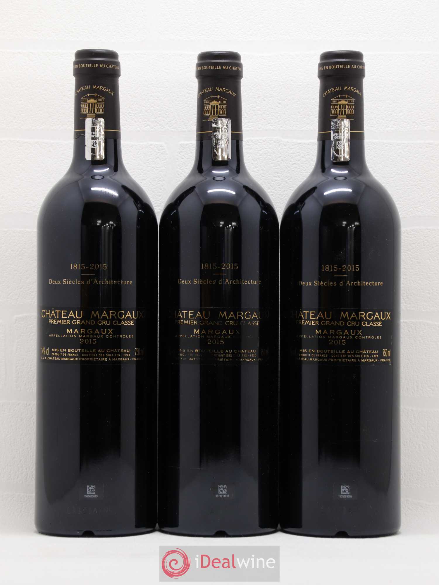 Château Margaux 1er Grand Cru Classé 2015 - Lot de 3 bouteilles - 1