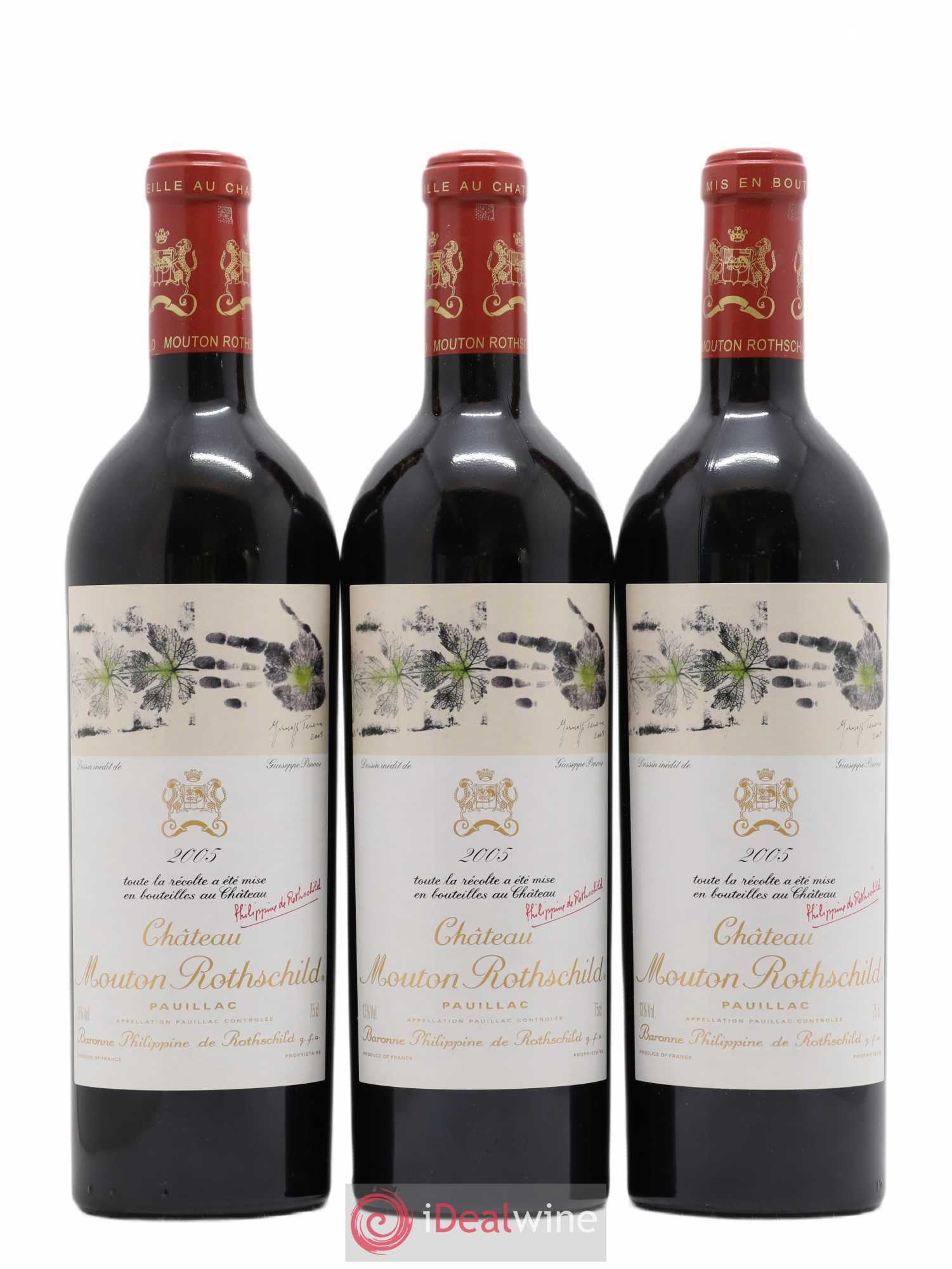 Château Mouton Rothschild 1er Grand Cru Classé 2005 - Lot de 3 bouteilles - 0