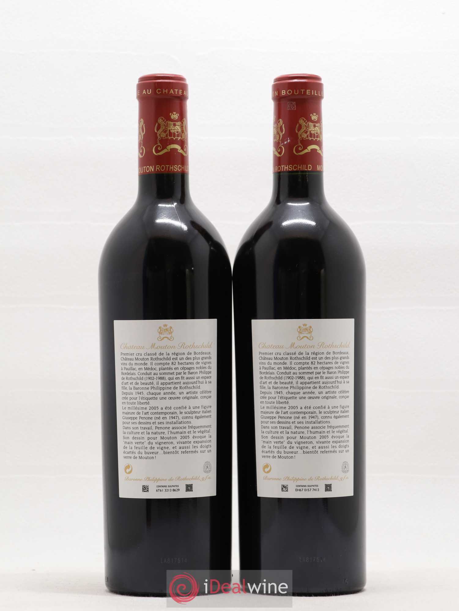 Château Mouton Rothschild 1er Grand Cru Classé 2005 - Lot de 2 bouteilles - 1