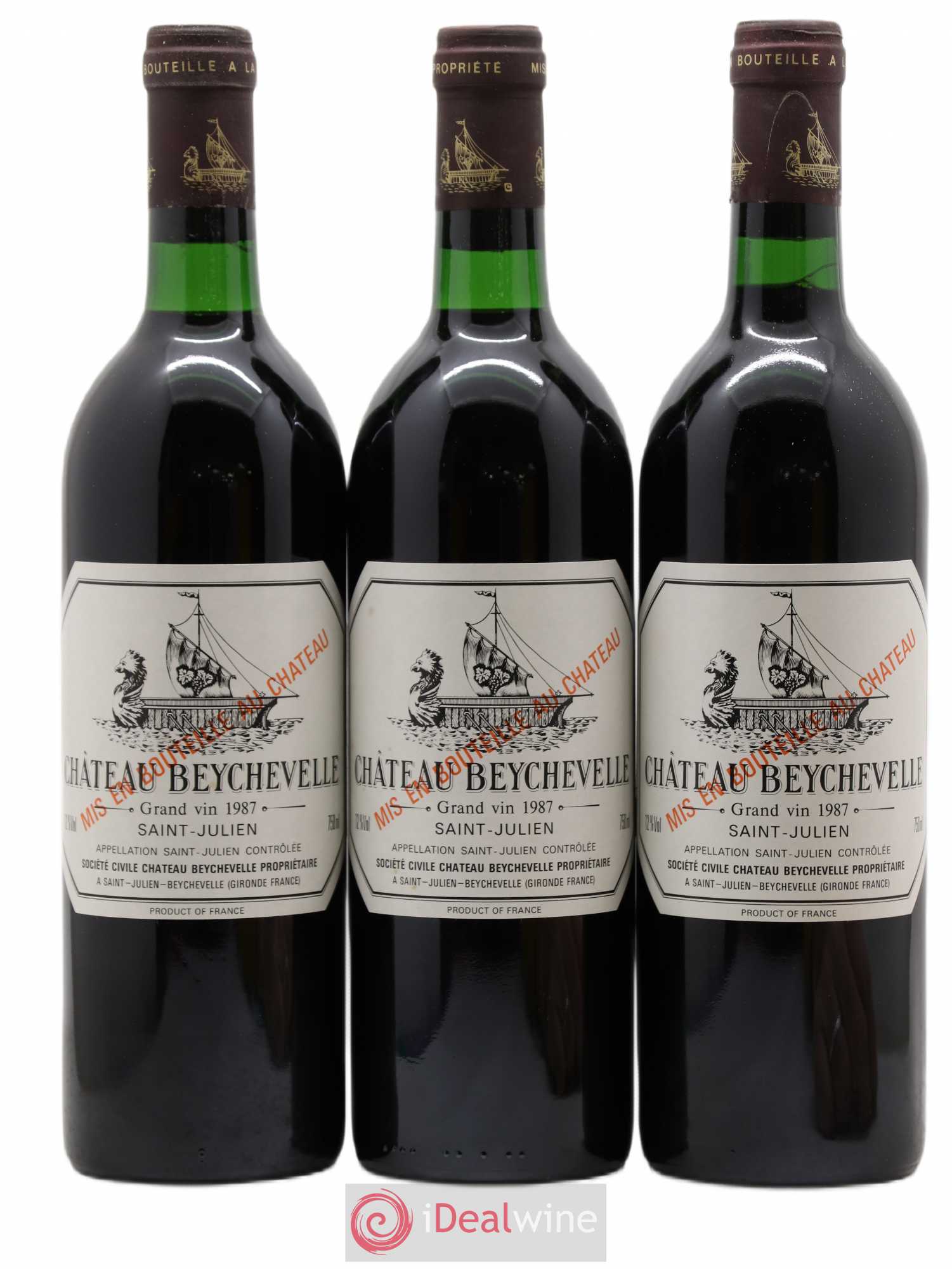 Château Beychevelle 4ème Grand Cru Classé 1987 - Lot de 3 bouteilles - 0