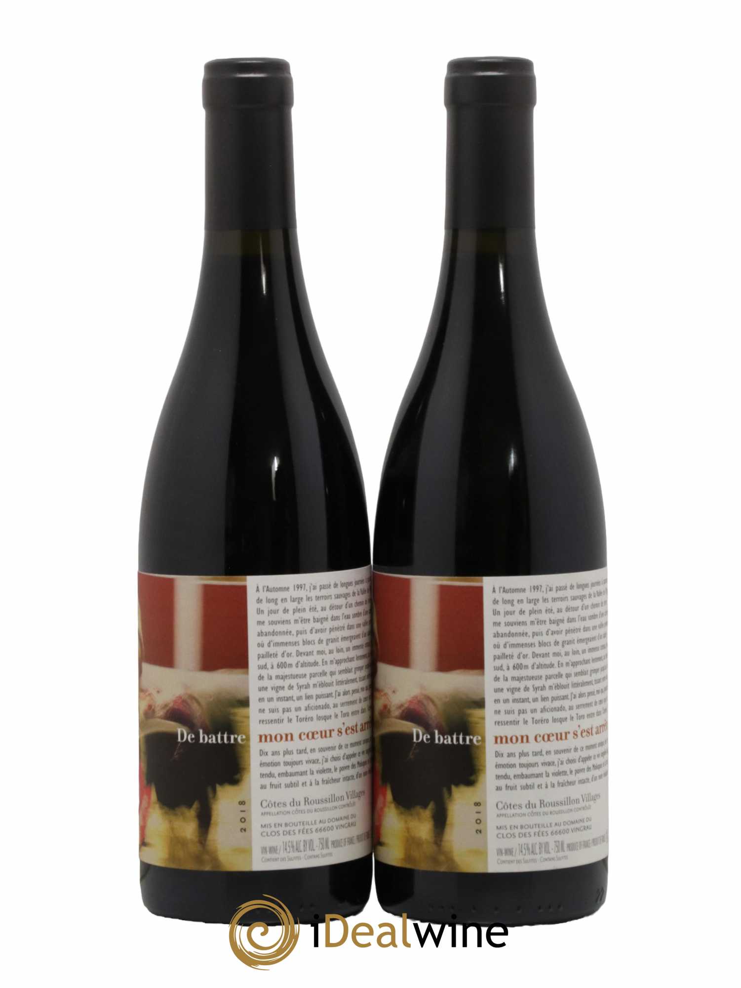 Côtes Catalanes (Anciennement Côtes du Roussillon) Clos des Fées De battre mon coeur s'est arrêté Hervé Bizeul 2018 - Lot de 2 bouteilles - 0