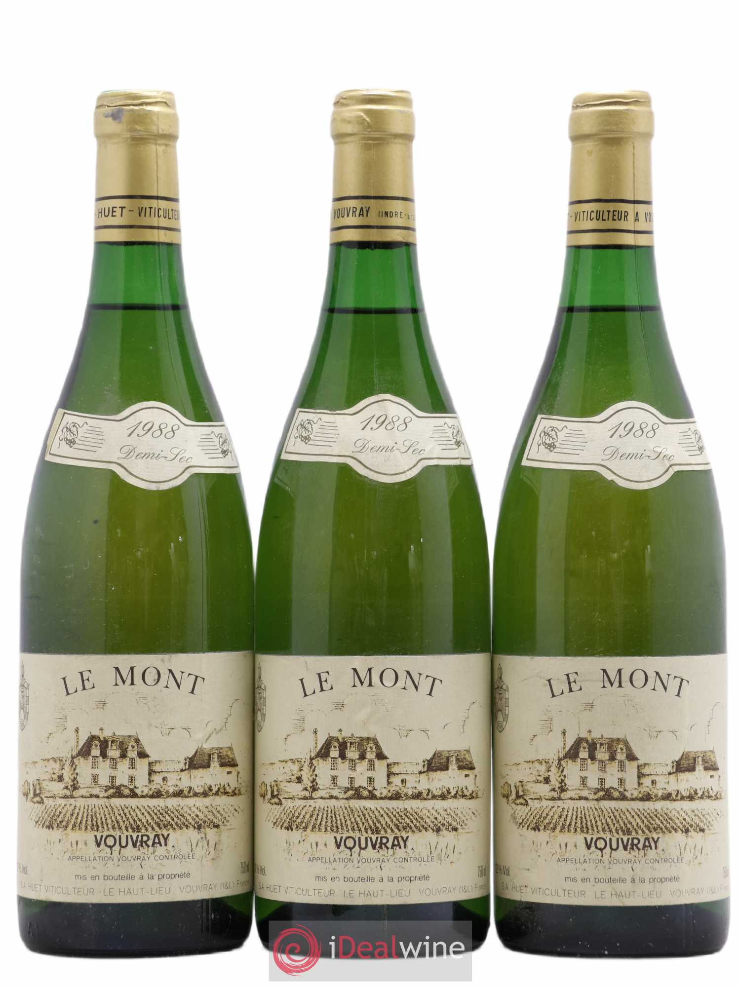 Vouvray Le Mont Demi-Sec Domaine Huet 1988 - Lot de 3 bouteilles - 0