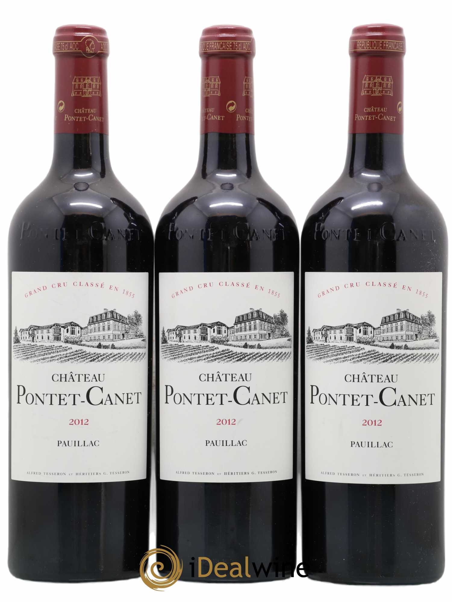 Château Pontet Canet 5ème Grand Cru Classé 2012 - Lot de 3 bouteilles - 0