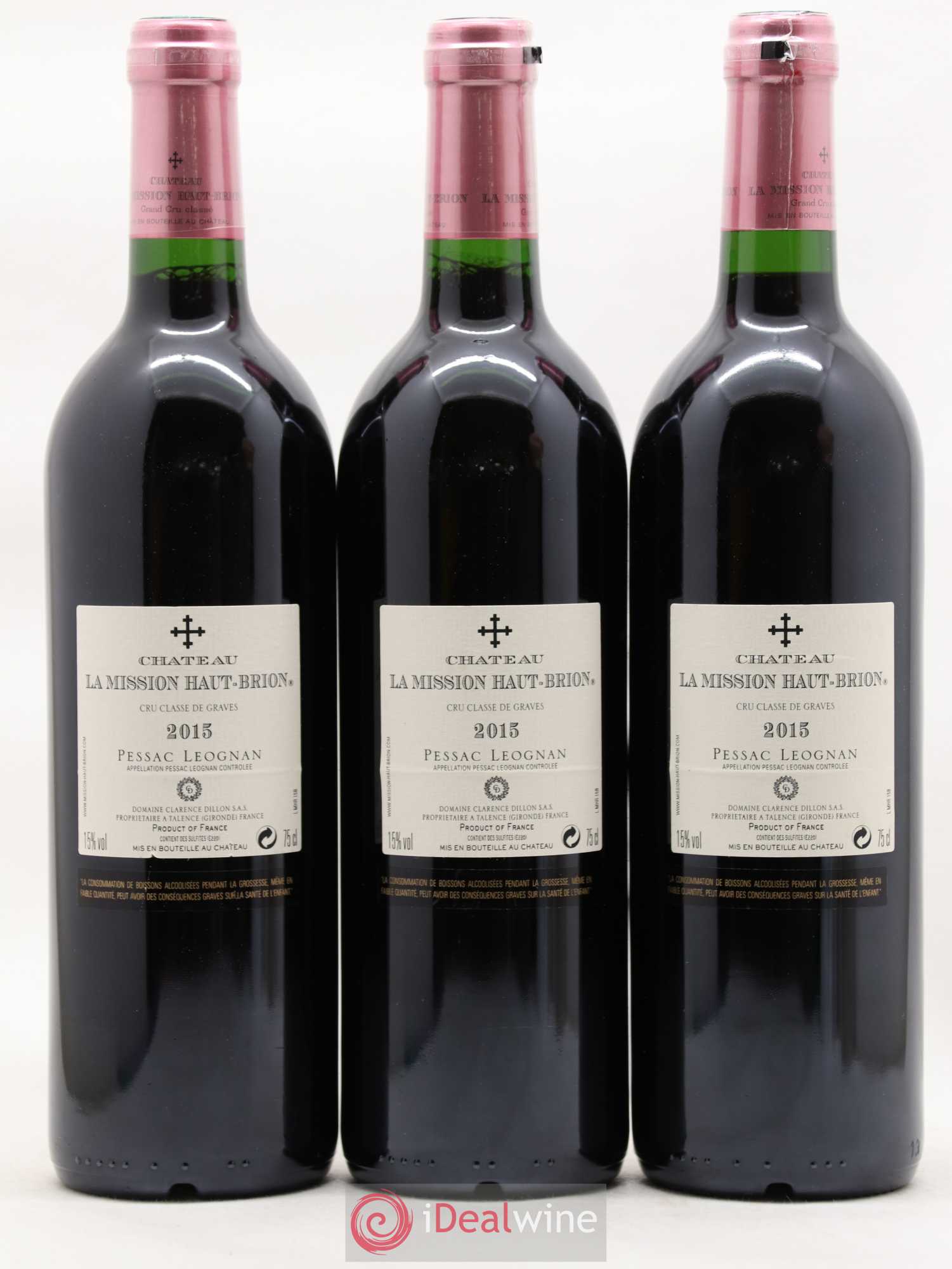 Château la Mission Haut-Brion Cru Classé de Graves 2015 - Lot de 3 bouteilles - 1