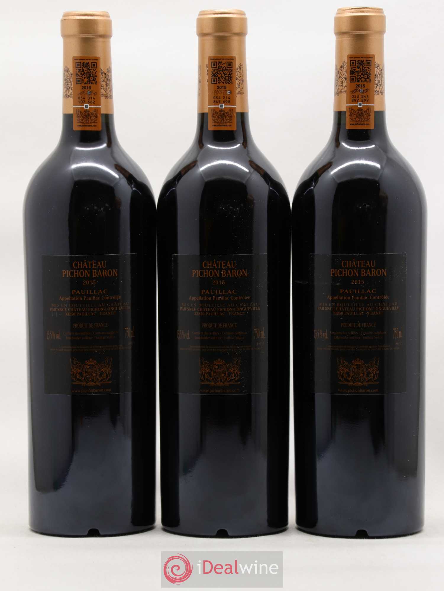 Pichon Longueville Baron 2ème Grand Cru Classé 2015 - Lot de 3 bouteilles - 1