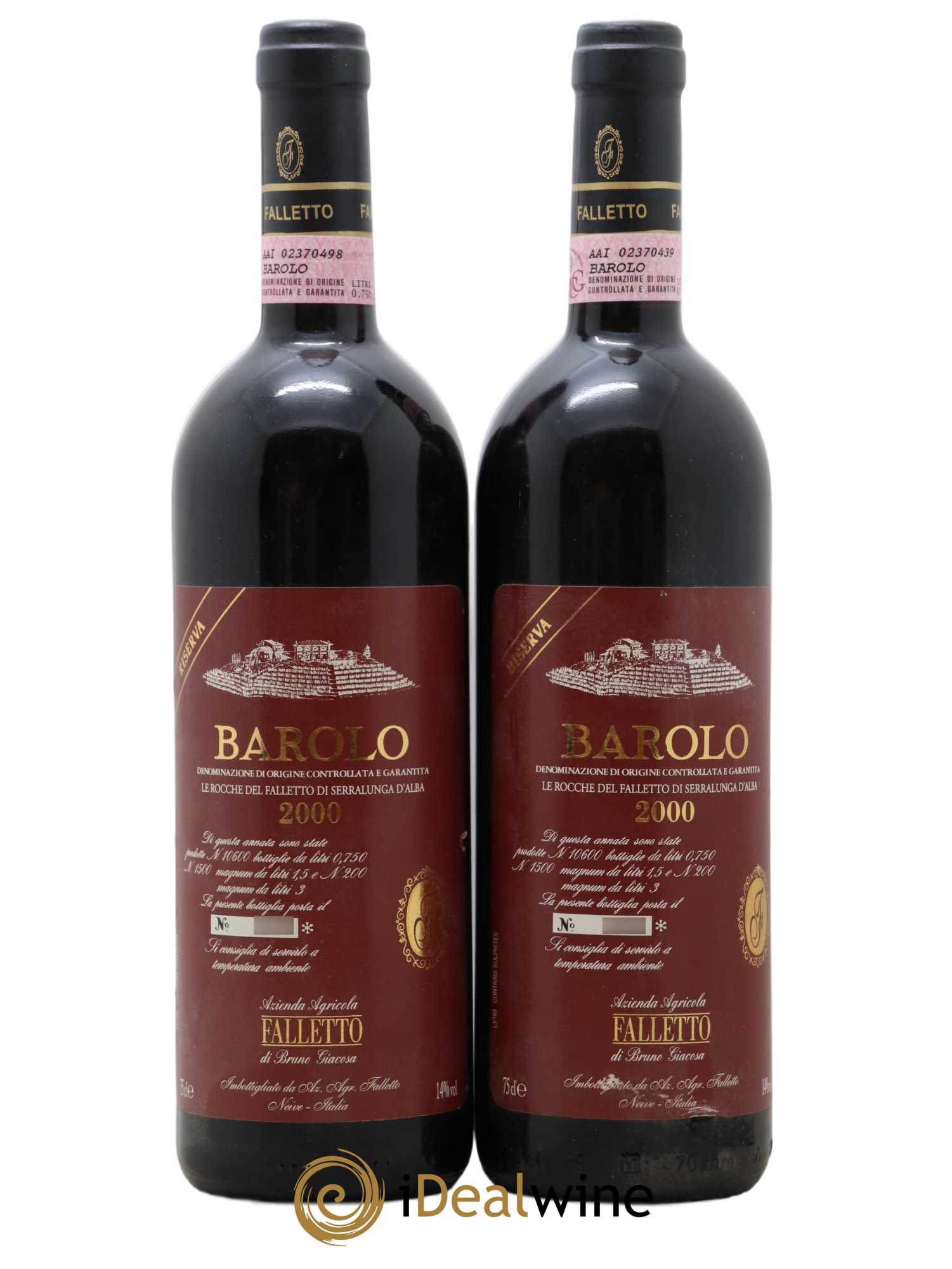 Barolo DOCG Riserva Le Rocche del Falletto Falletto - Bruno Giacosa 2000 - Lot de 2 bouteilles - 0