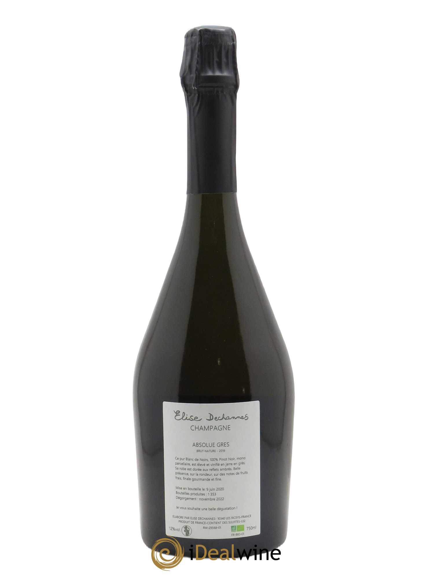 Absolue Grès Blanc de Noirs Brut Nature Elise Dechannes (Domaine) 2019 - Lot of 1 bottle - 1