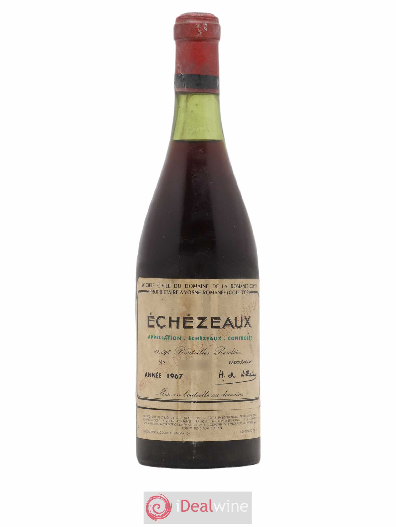 Echezeaux Grand Cru Domaine de la Romanée-Conti 1967 - Lot de 1 bouteille - 0