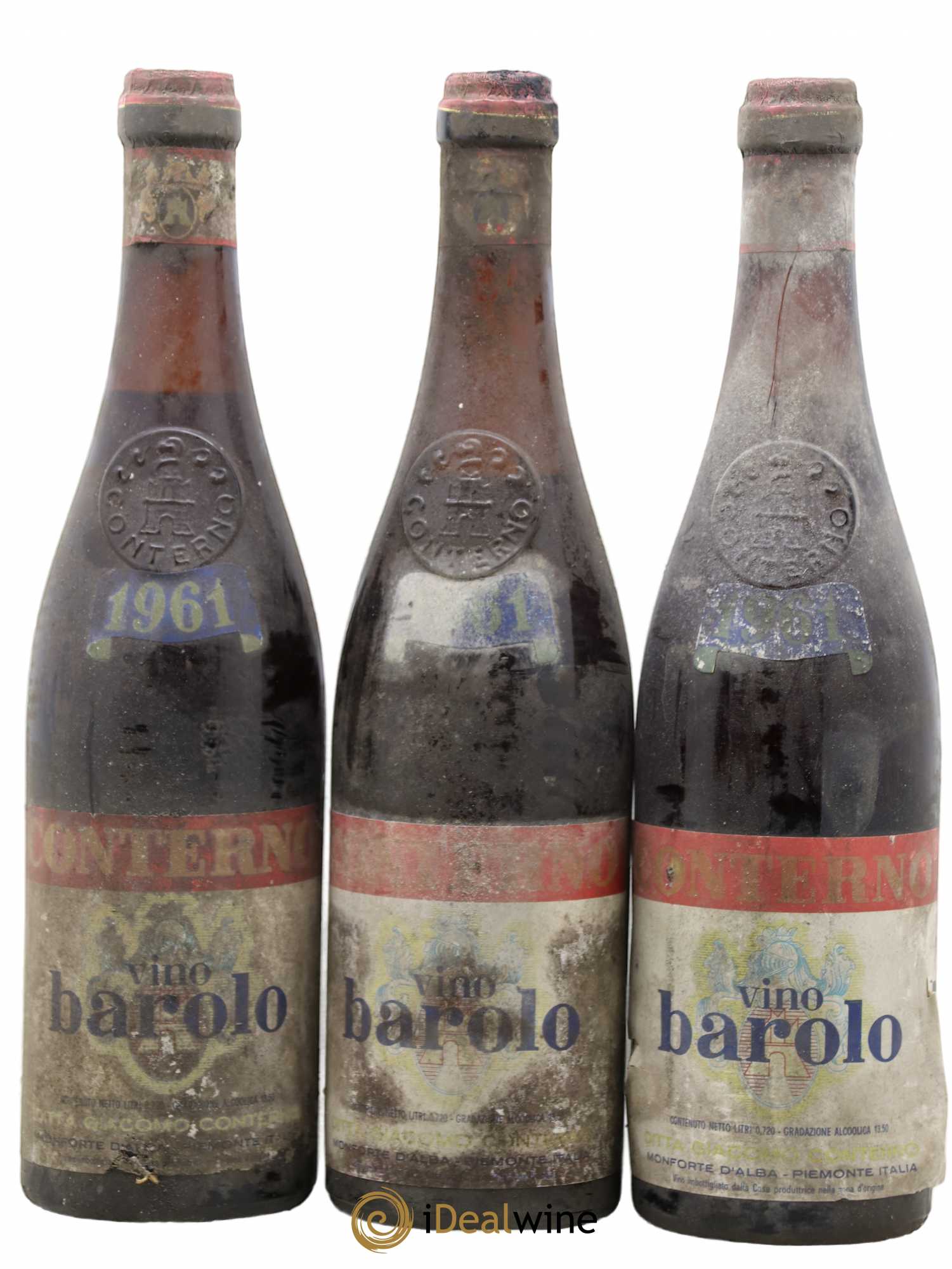 Barolo DOCG Giacomo Conterno 1961 - Lot de 3 bouteilles - 0