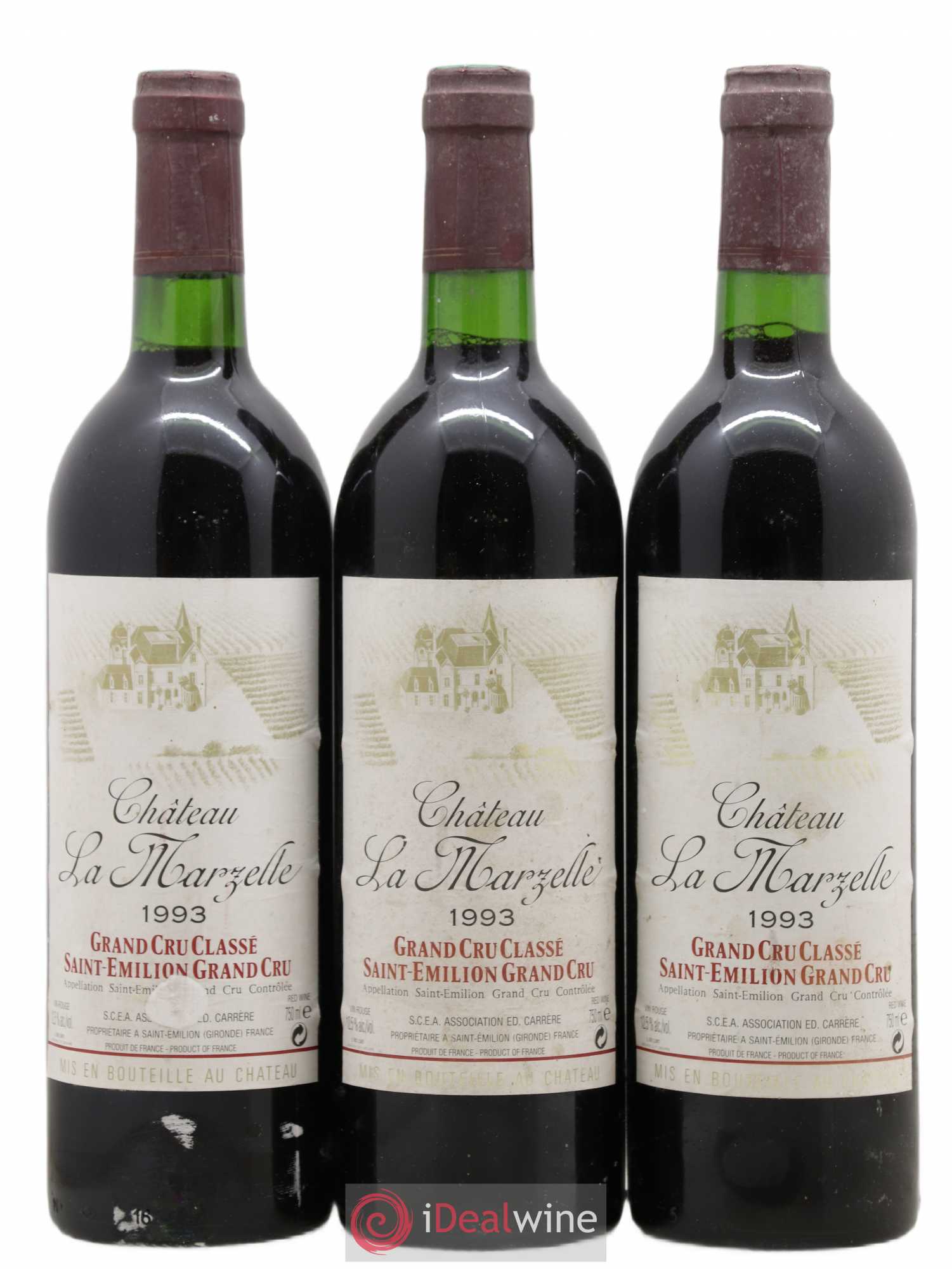 Château La Marzelle Grand Cru Classé 1993 - Lot de 3 bouteilles - 0
