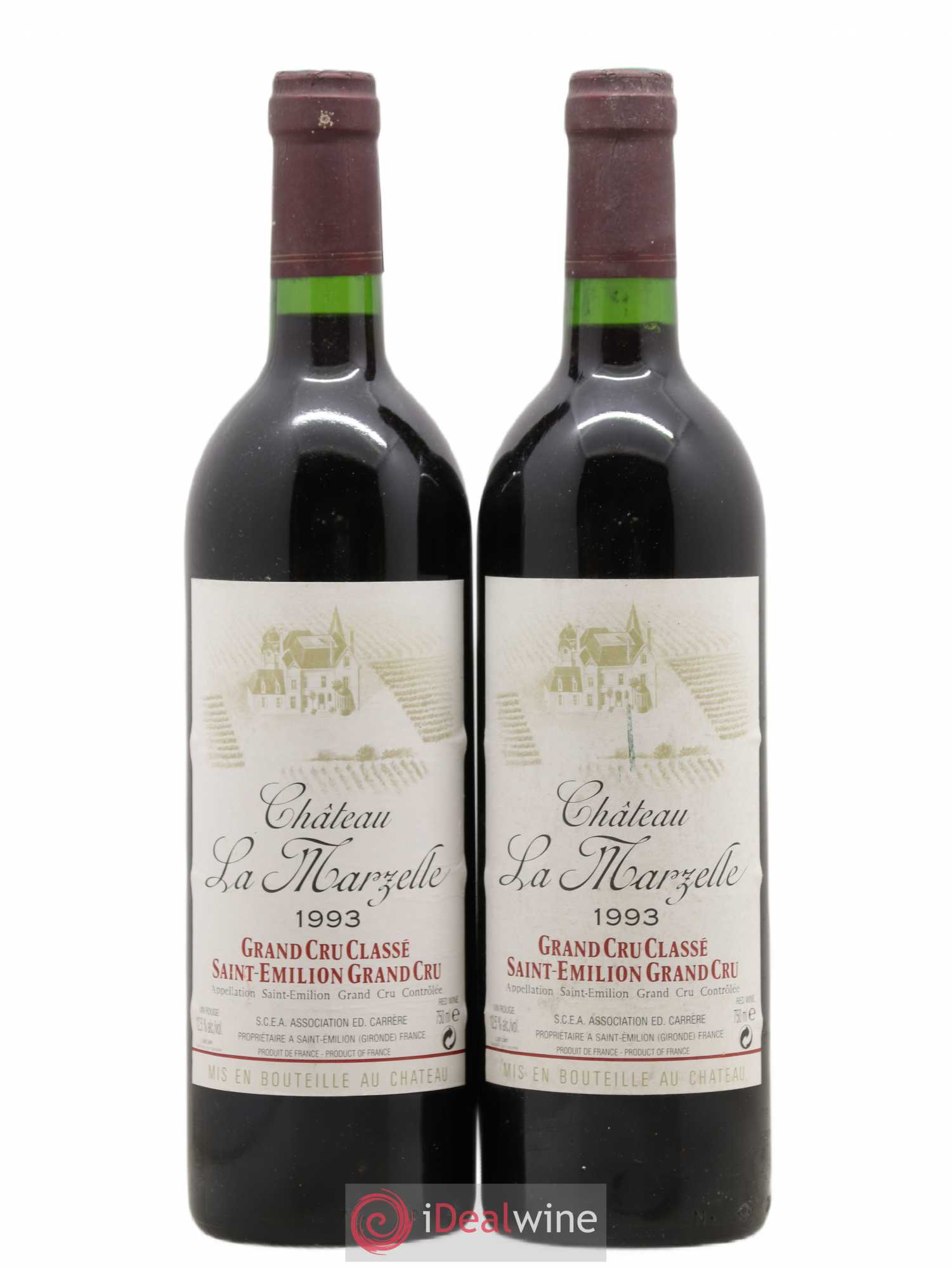 Château La Marzelle Grand Cru Classé 1993 - Lot de 2 bouteilles - 0