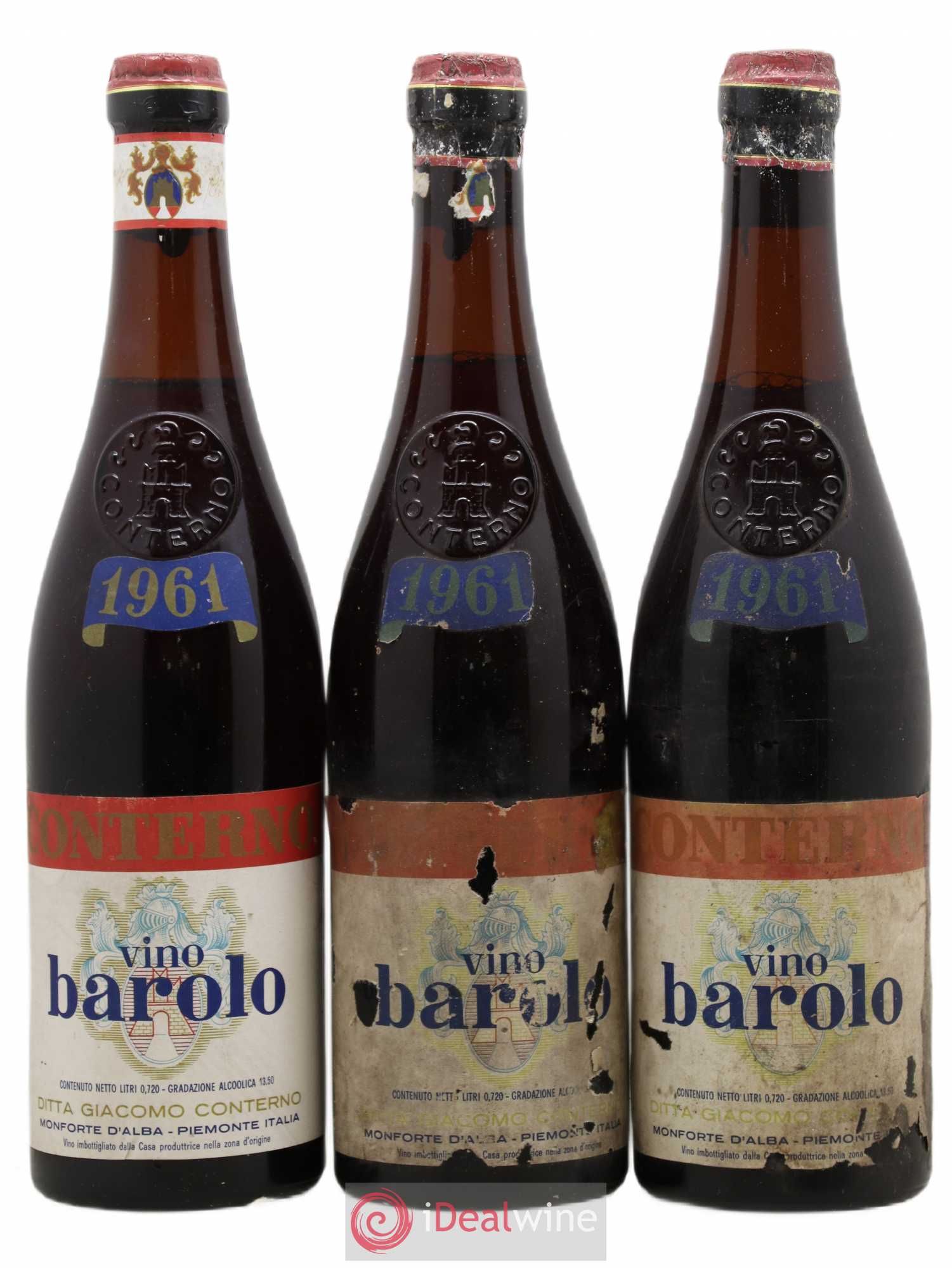 Barolo Giacomo Conterno 1961 - Lot de 3 bouteilles - 0