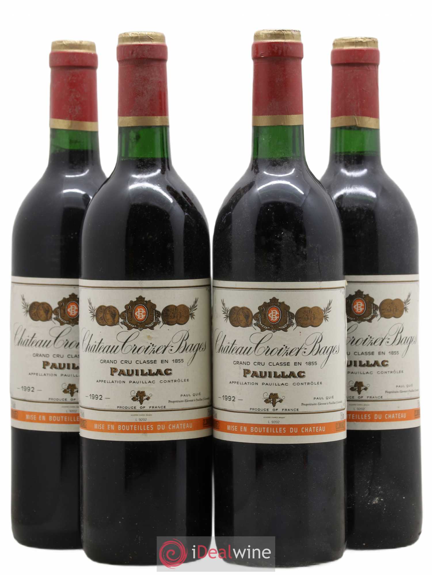Château Croizet Bages 5ème Grand Cru Classé 1992 - Lot de 4 bouteilles - 0