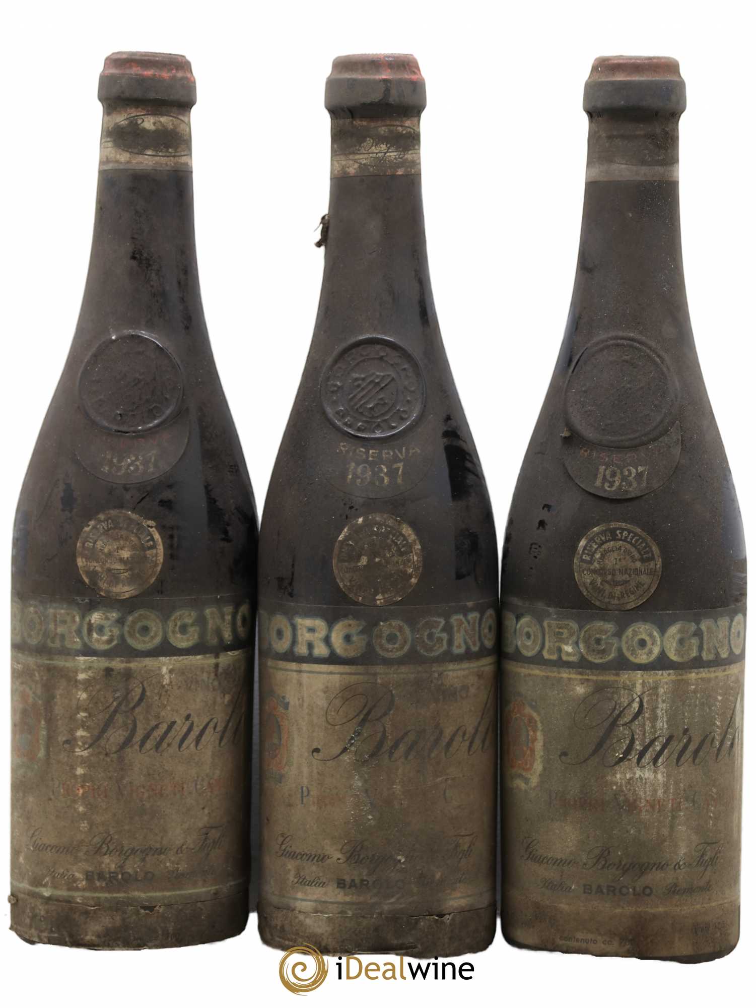 Barolo DOCG Riserva Giacomo Borgogno 1937 - Lot de 3 bouteilles - 0