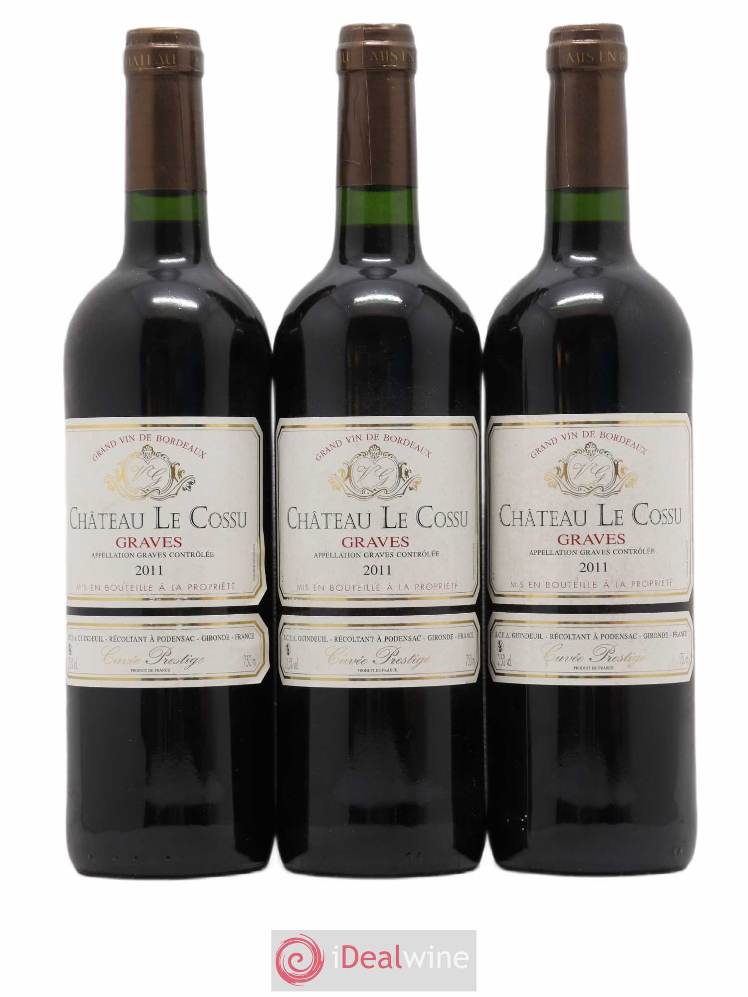 Graves Château Le Cossu (sans prix de réserve) 2011 - Posten von 3 Flaschen - 0
