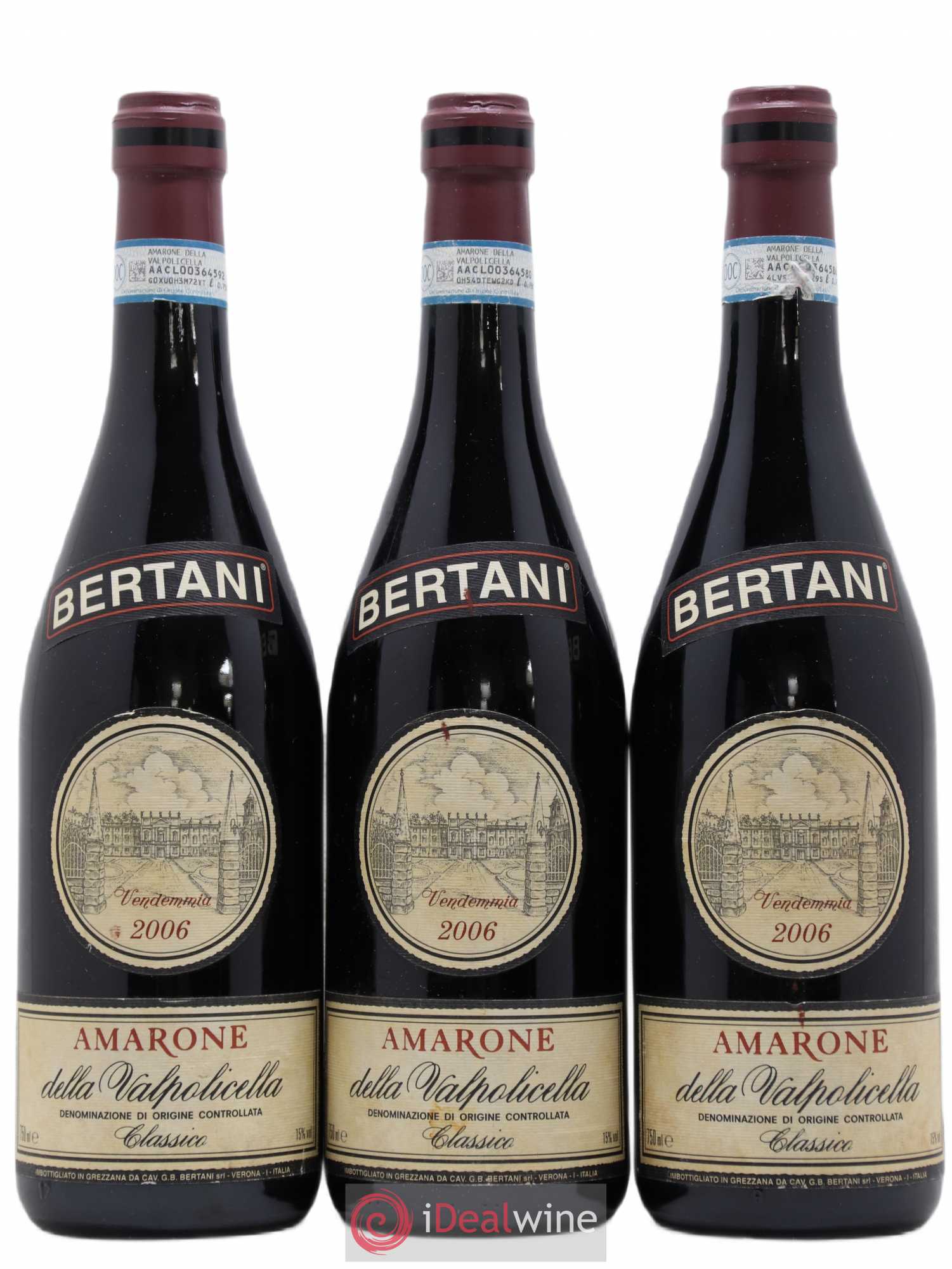 Amarone della Valpolicella DOC Classico Bertani 2006 - Lot de 3 bouteilles - 0