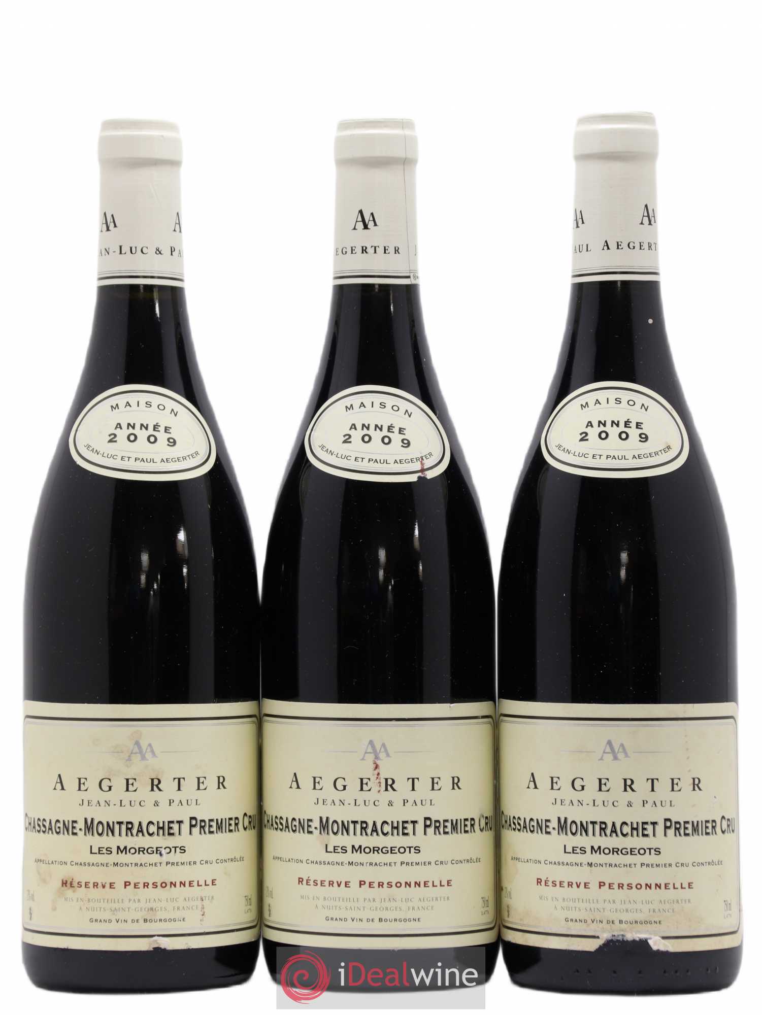 Chassagne-Montrachet 1er Cru Les Morgeots Aegeter 2009 - Lot de 3 bouteilles - 0