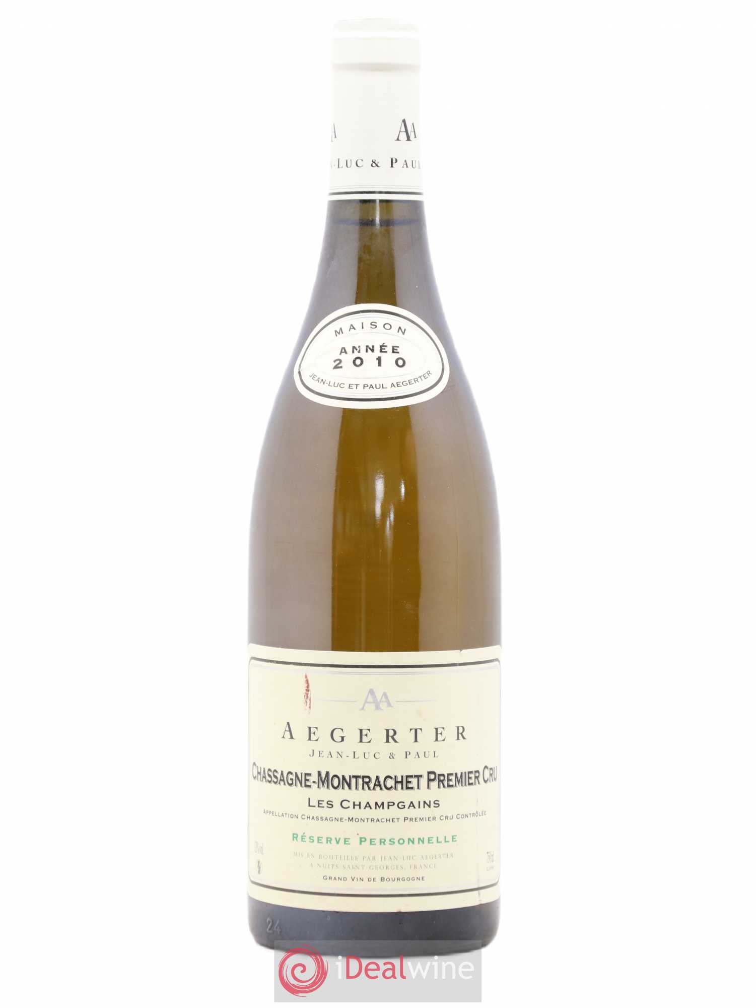 Chassagne-Montrachet 1er Cru Les Champs Gains Réserve Personnelle Aegerter 2010 - Lotto di 1 bottiglia - 0