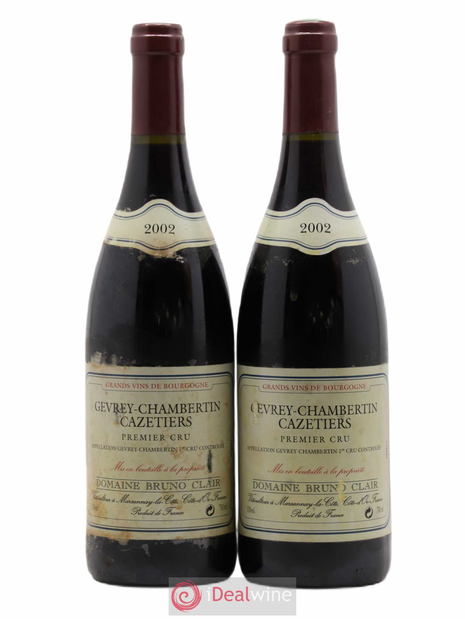 Gevrey-Chambertin 1er Cru Les Cazetiers Bruno Clair (Domaine) 2002 - Lot de 2 bouteilles - 0