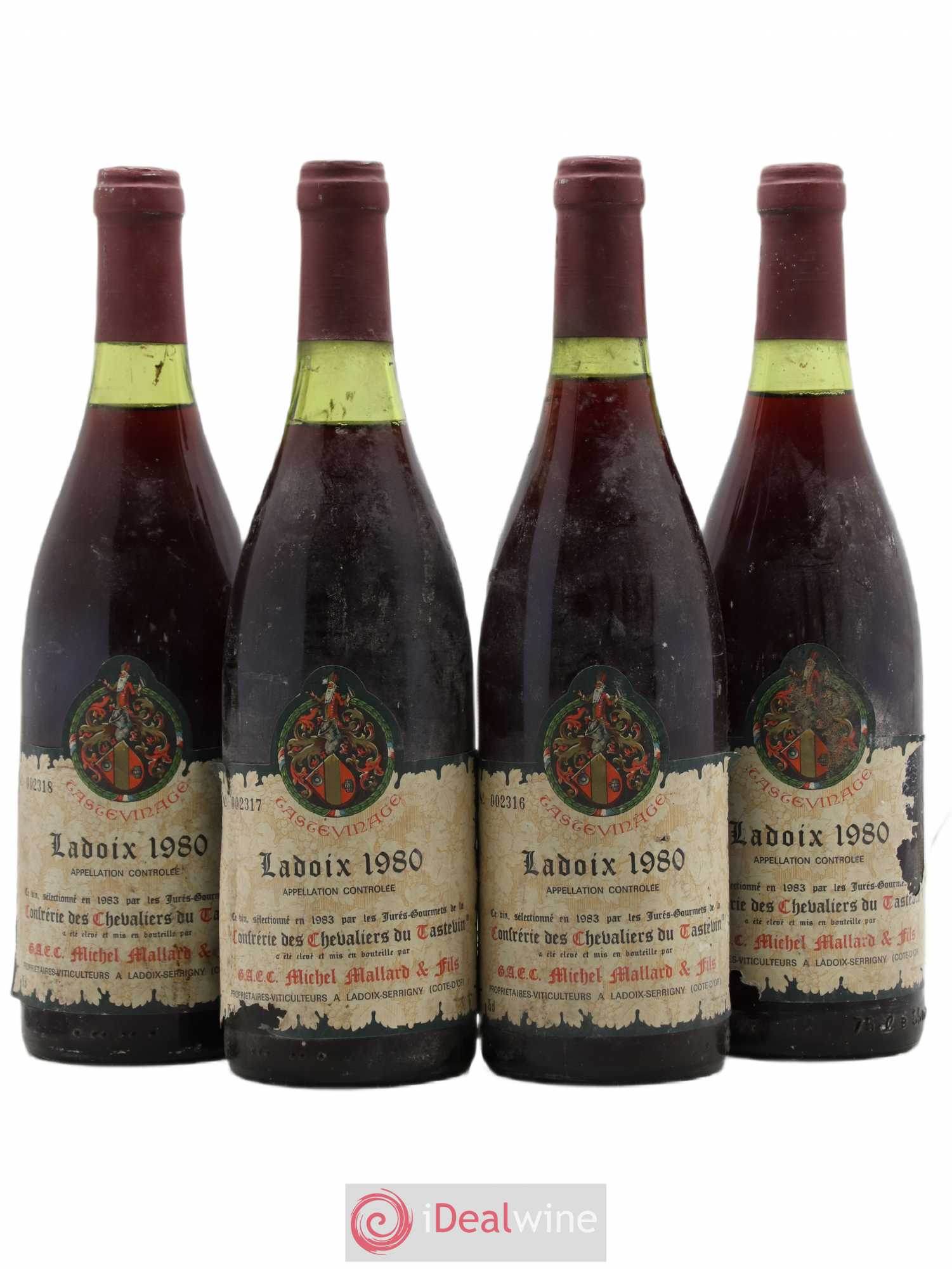 Ladoix Michel Mallard Confrérie des Chevaliers du Tastevin 1980 - Posten von 4 Flaschen - 0