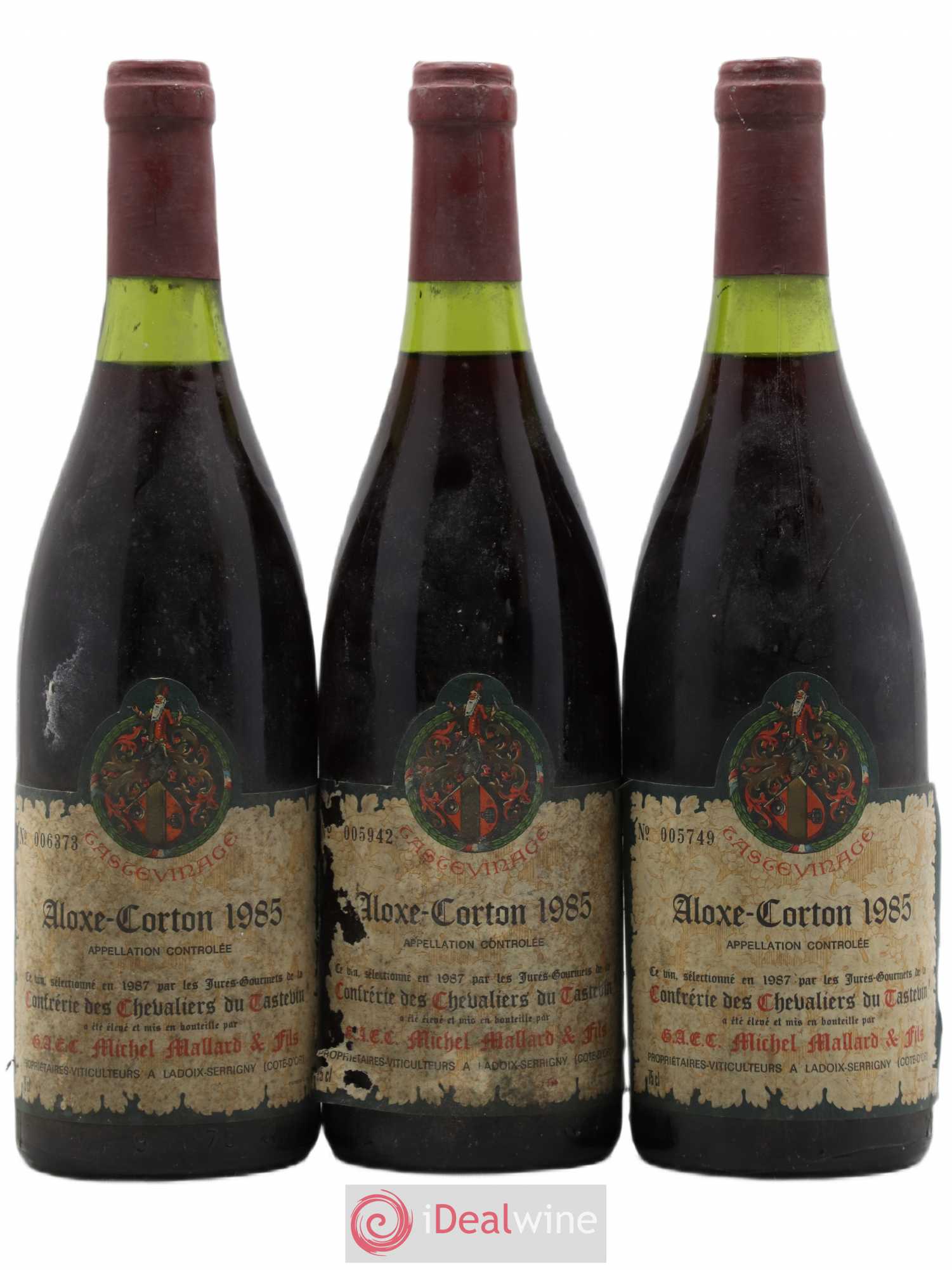 Aloxe-Corton Michel Mallard Confrérie des Chevaliers du Tastevin 1985 - Posten von 3 Flaschen - 0