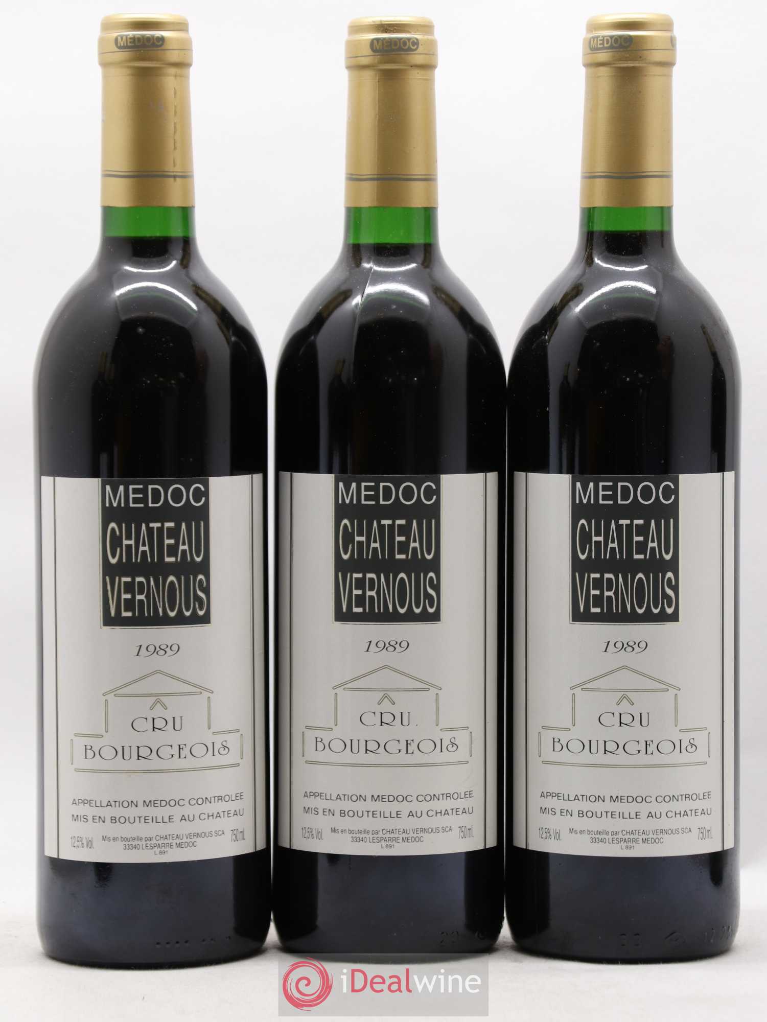 Château Vernous Cru Bourgeois 1989 - Lot de 6 bouteilles - 1