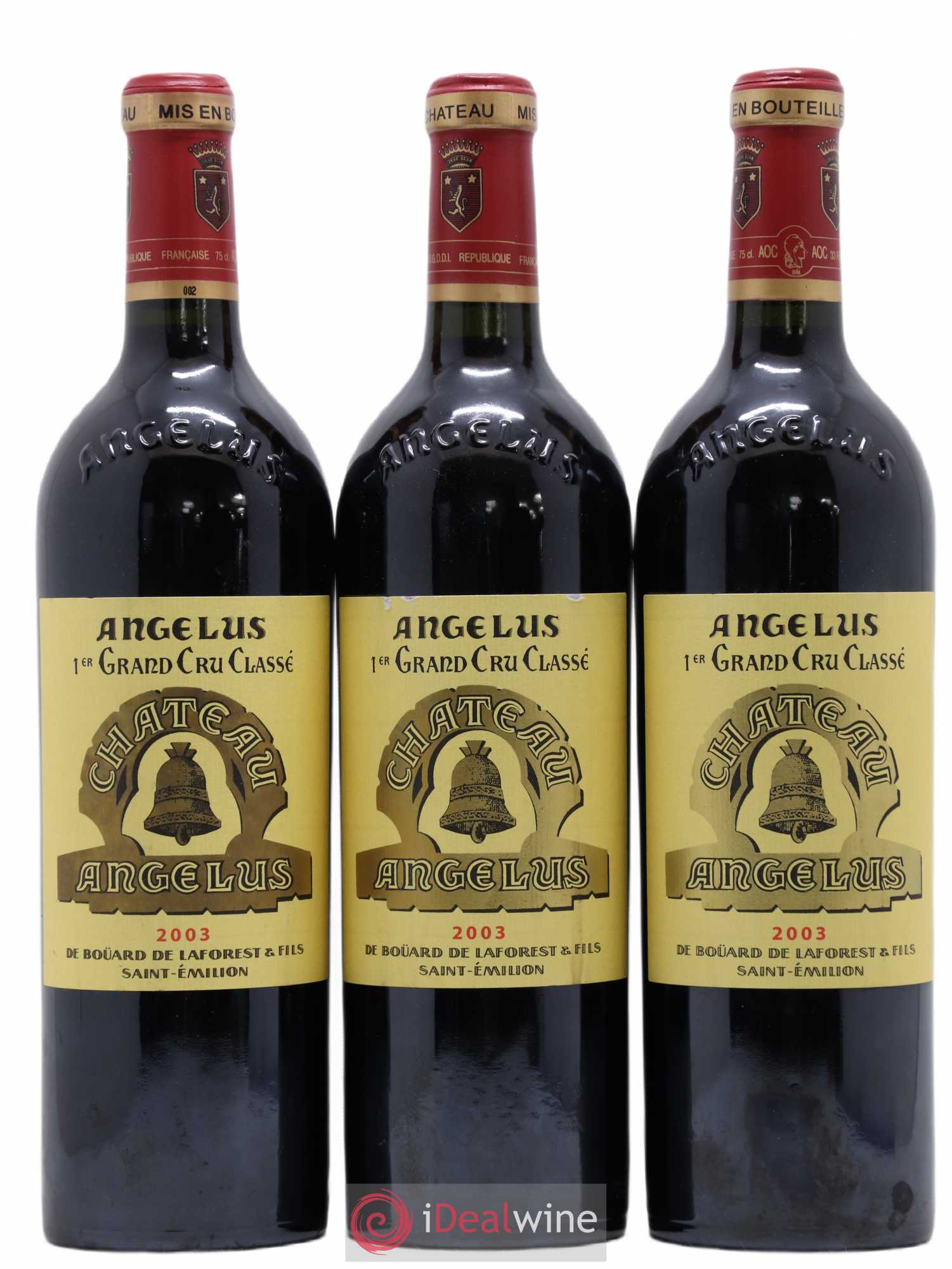 Château Angélus 1er Grand Cru Classé A 2003 - Lot de 3 bouteilles - 0